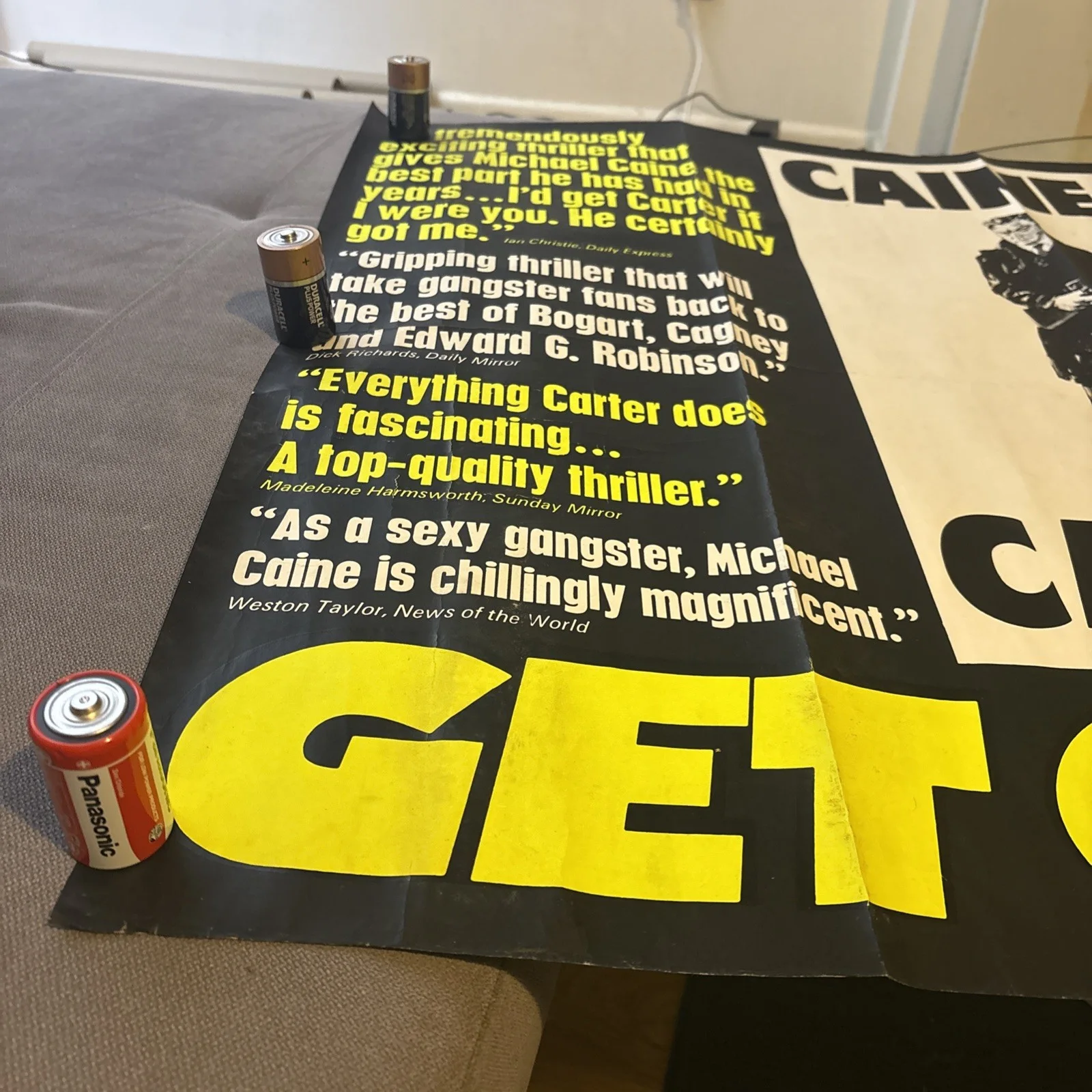 GET CARTER 1971 RARE ORIGINAL UK QUAD FILM MOVIE POSTER REVIEWS MICHAEL CAINE, изображение 3
