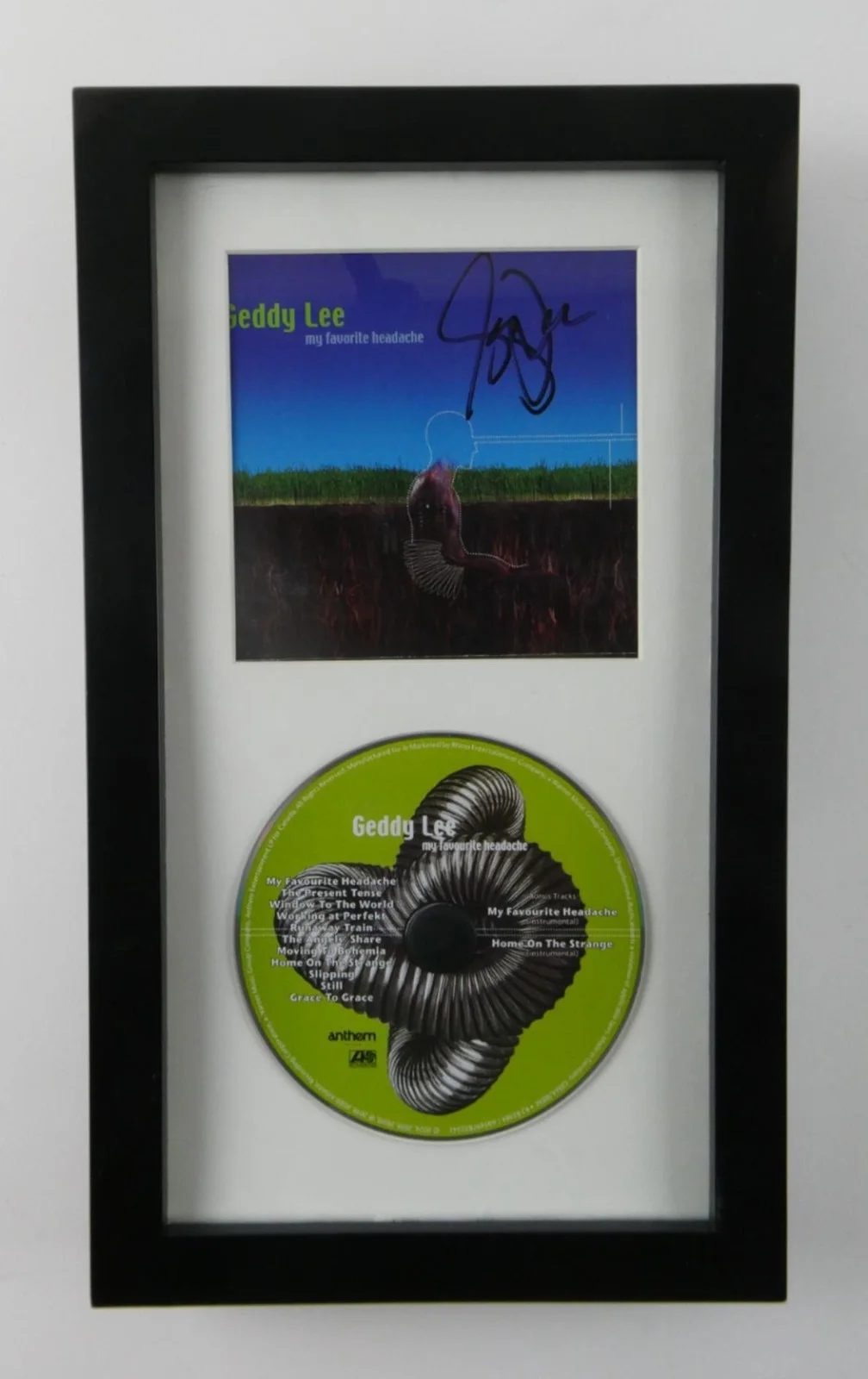 Geddy Lee Signed CD Framed Display Matted w/ Cover My Favorite Headache JSA COA, image 2