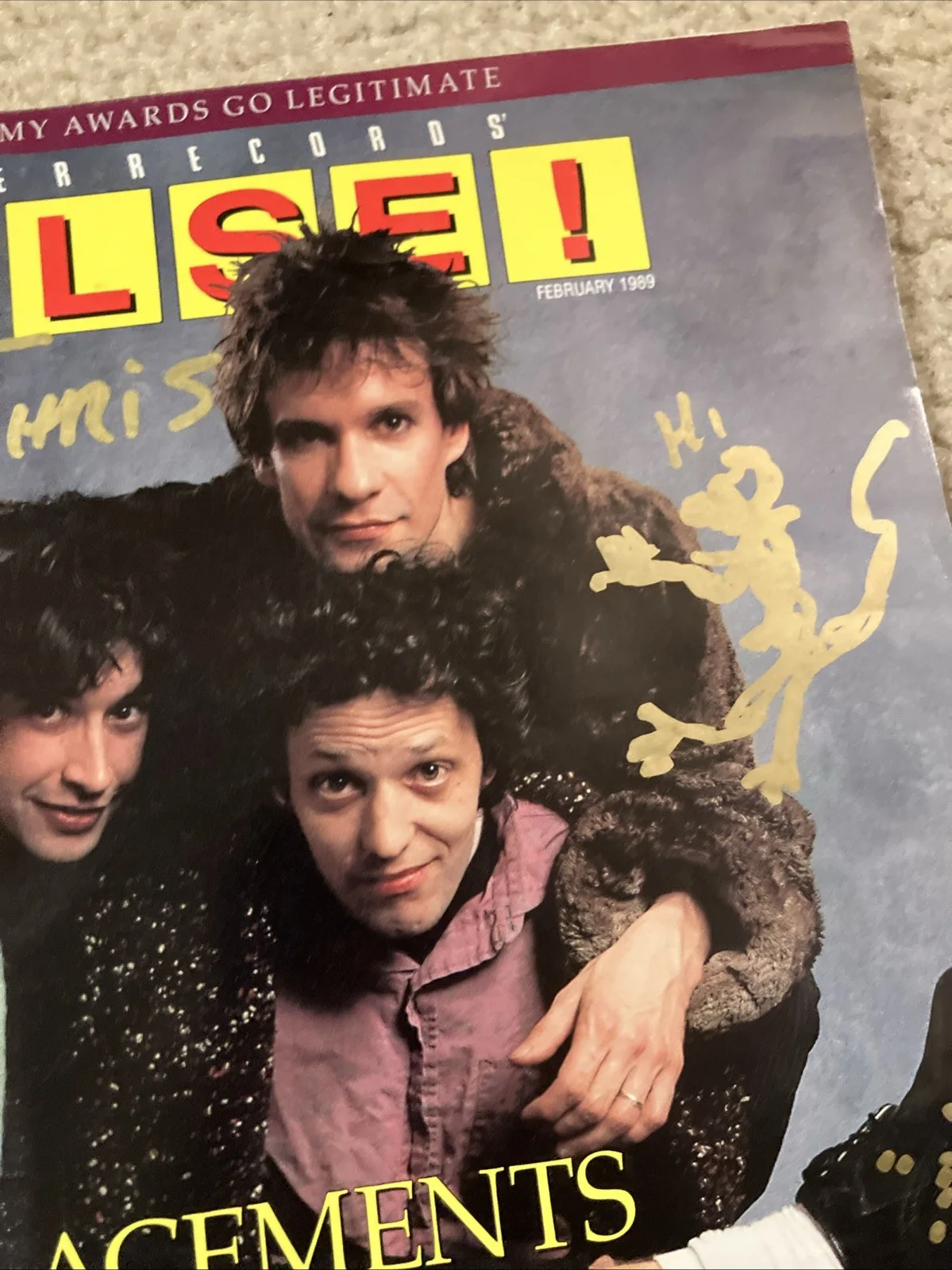 The Replacements PULSE MAGAZINE Vintage Feb 1989 Chris Mars AUTOGRAPHED ART RARE, изображение 3
