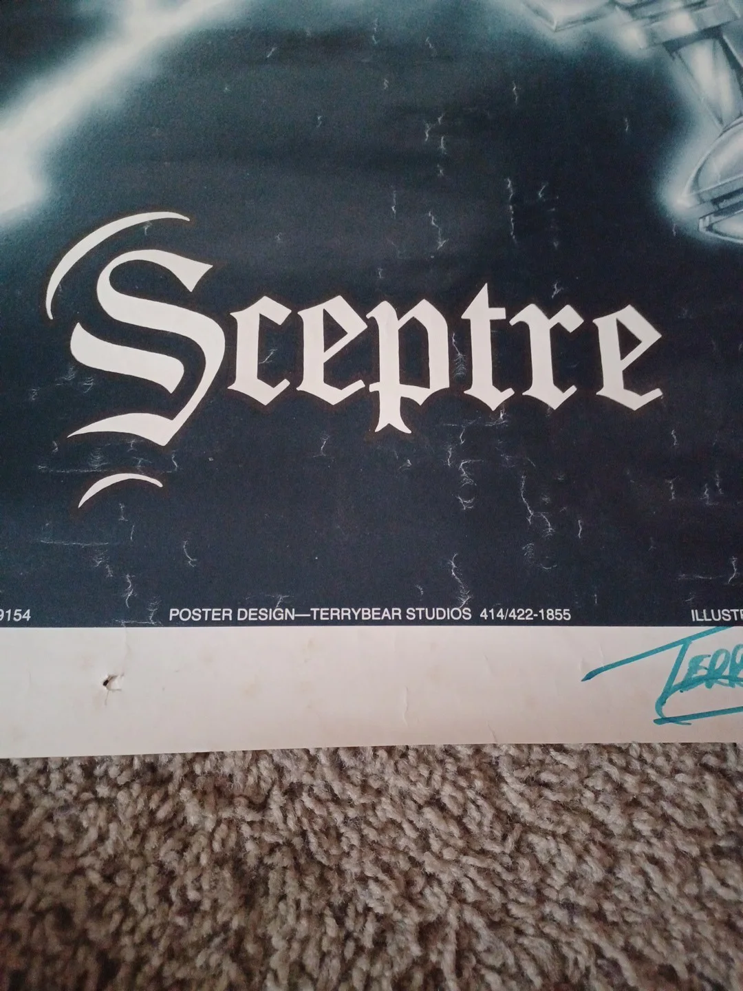 Vtg 1986 Sceptre Band Poster Autographed By The Illustrator Terry Pavlet., изображение 3