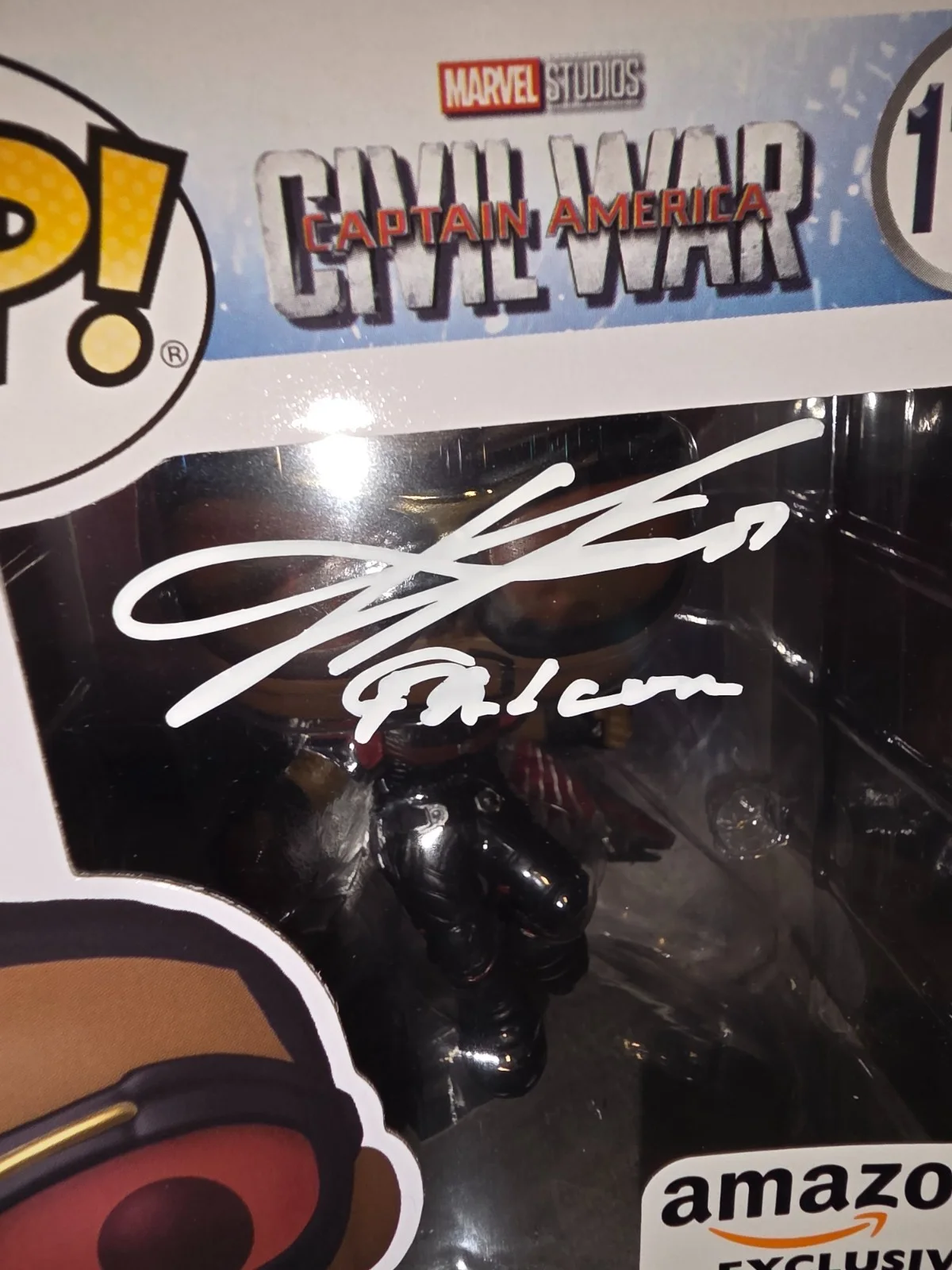 Anthony Mackie — Anthony Mackie signed Falcon Captain America Civil War Funko POP-BAS coa sticker, image 2