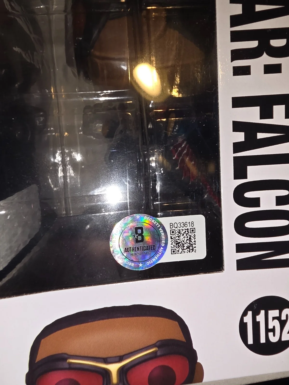 Anthony Mackie — Anthony Mackie signed Falcon Captain America Civil War Funko POP-BAS coa sticker, image 5