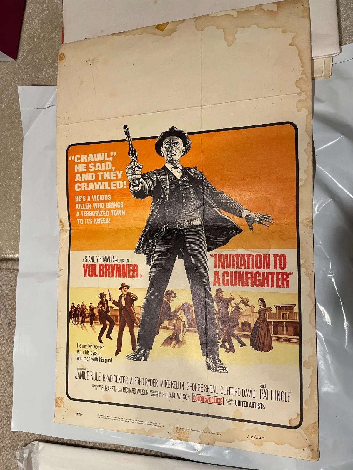 Invitation To A Gunfighter Movie Film Poster 22x14" Yul Brynner Western Cowboy, изображение 3
