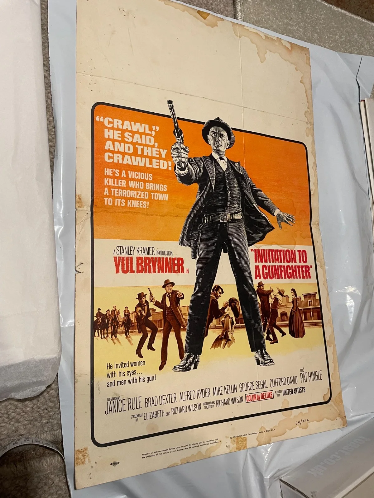 Invitation To A Gunfighter Movie Film Poster 22x14" Yul Brynner Western Cowboy, изображение 5