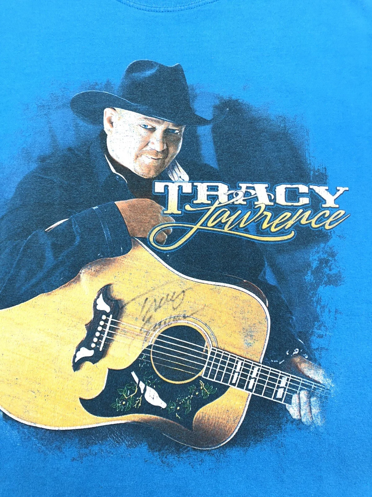 Tracy Lawrence Autographed T Shirt Vintage Size Small Teal, image 2