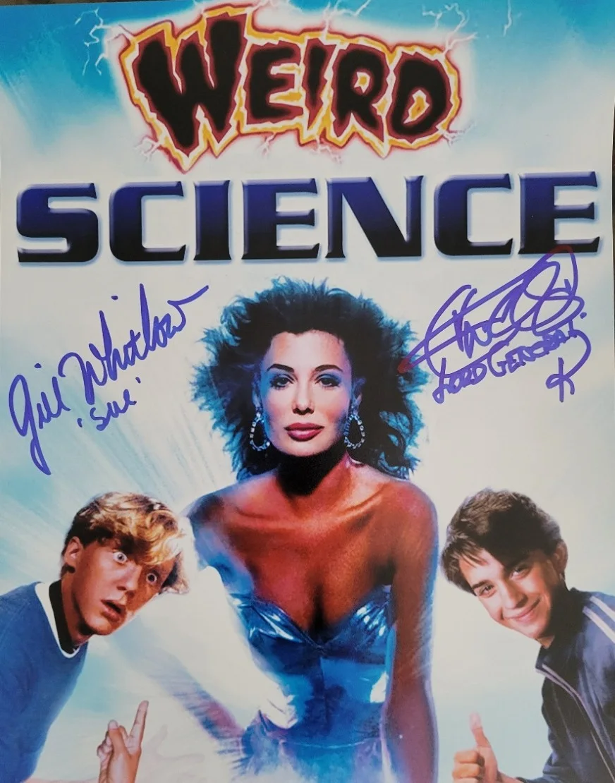 Jill Whitlow and Vernon Wells — Vernon Wells & Jill Whitlow signed Weird Science 8x10 photo