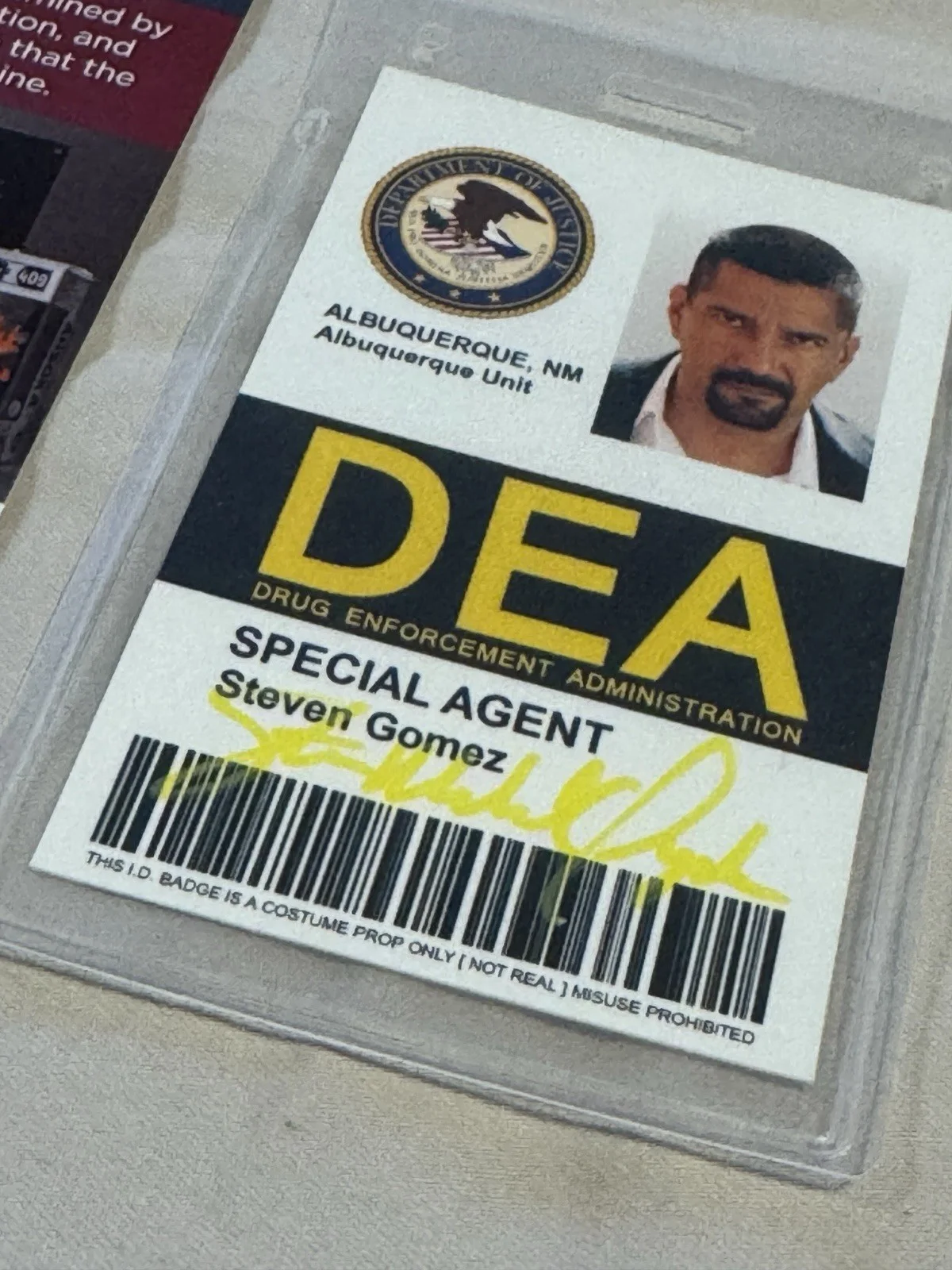 Steven Michael Quezada — Breaking Bad: Steven Gomez DEA ID Card ~ Steven Michael Quezada Signed, image 2