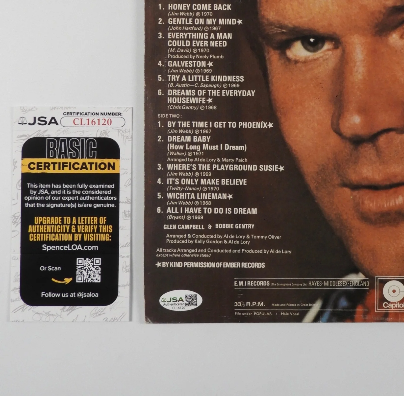 Glen Campbell JSA Signed Autograph Album Record Vinyl Greatest Hits, изображение 3