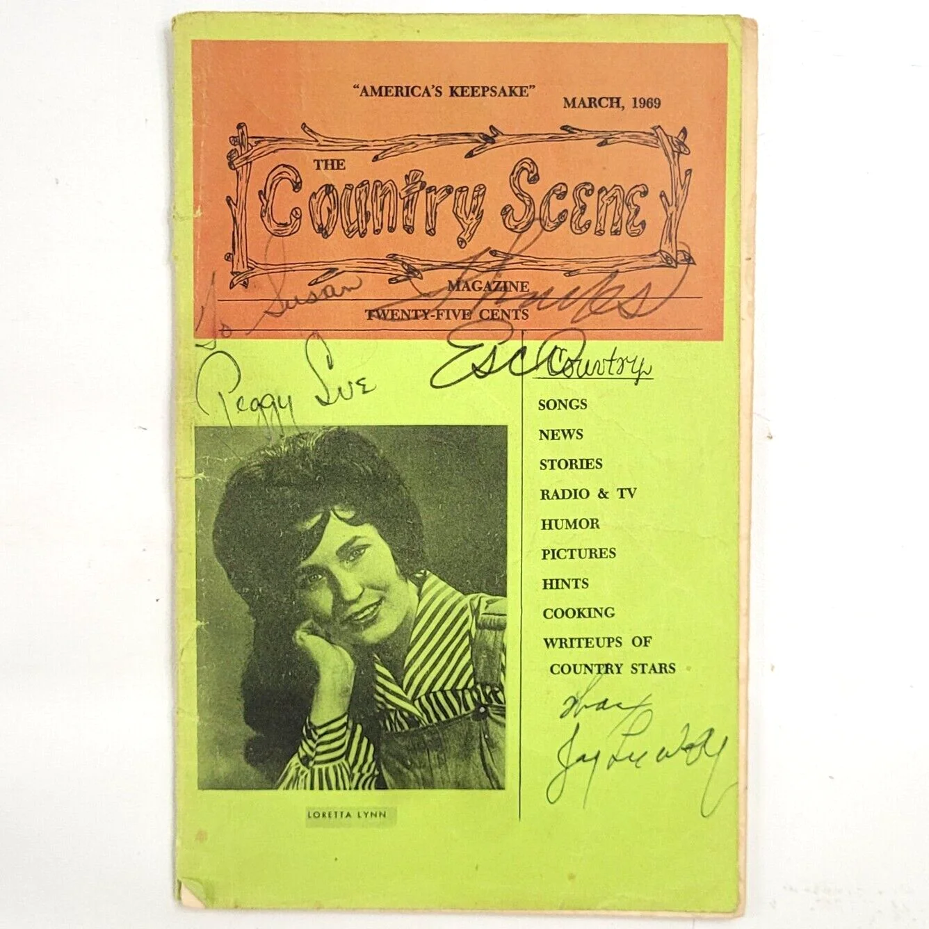 1969 The Country Scene Music Souvenir Magazine Loretta Lynn Autograph Signed, изображение 2