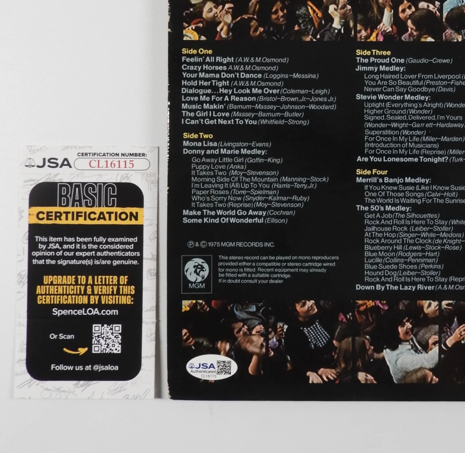 The Osmonds JSA Signed Autograph Album Record Vinyl Donny Jay Jimmy +, image 3