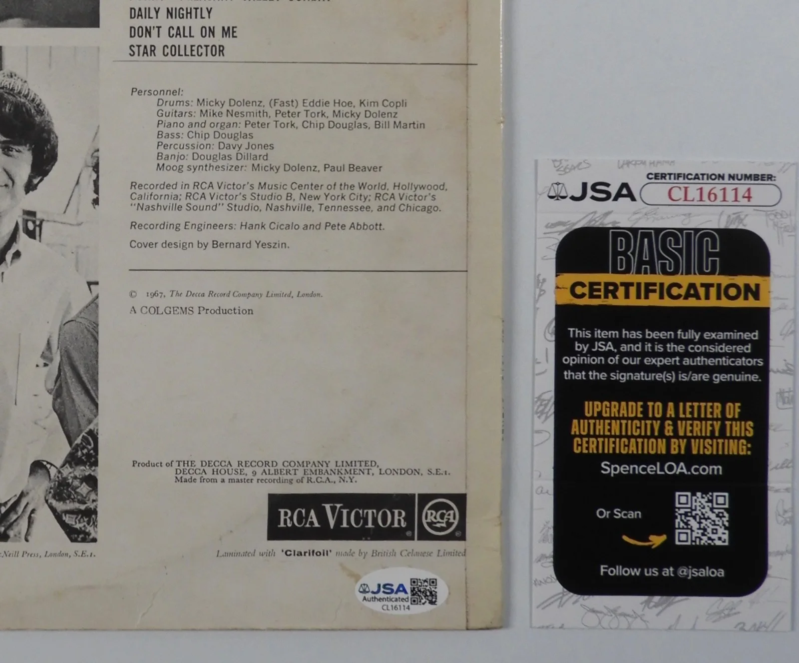 The Monkees JSA Signed Autograph Album Record Vinyl Davy, Mickey, Peter, image 3