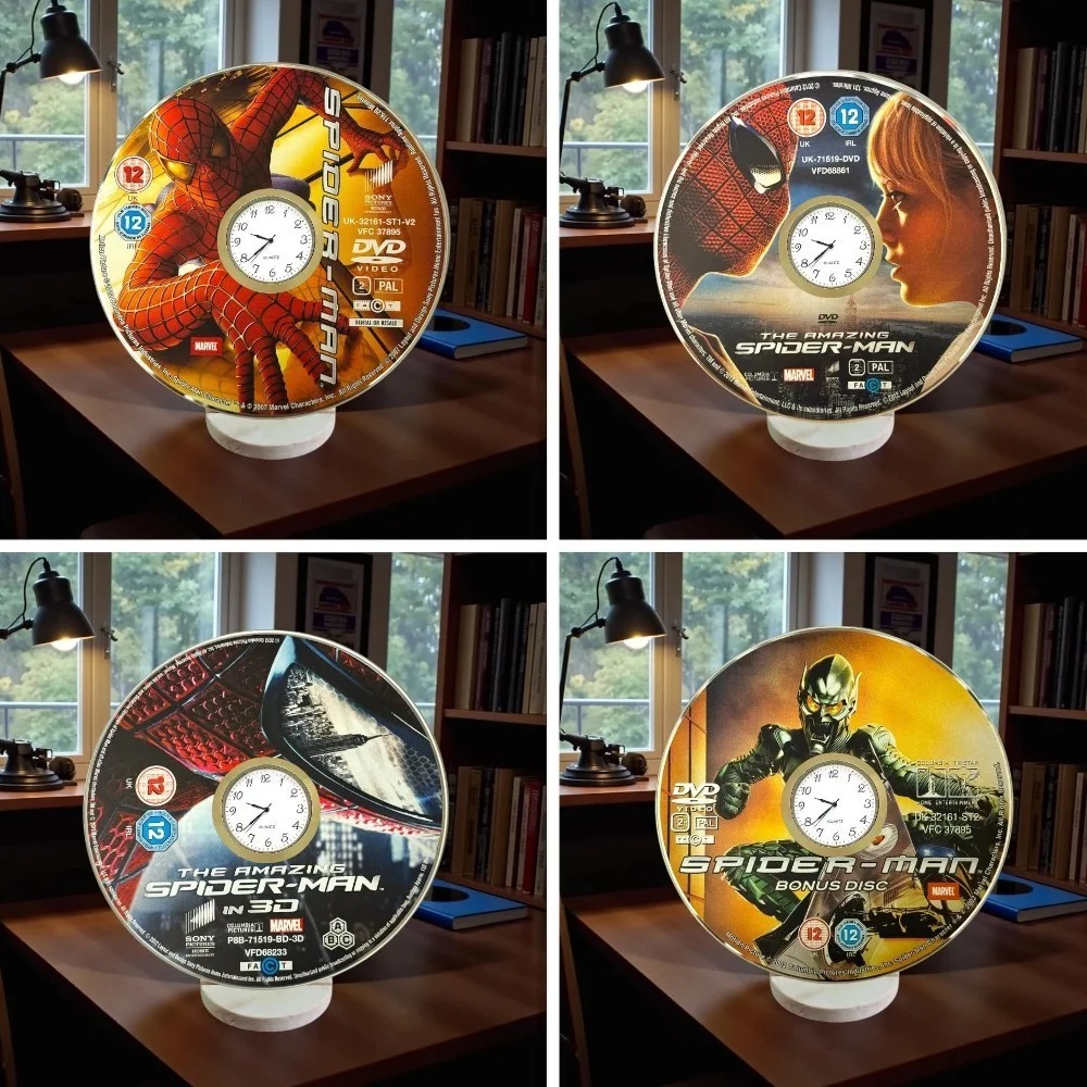 Spiderman DVD Clock with Handmade Wooden Stand – Upcycled Novelty Decor, изображение 5