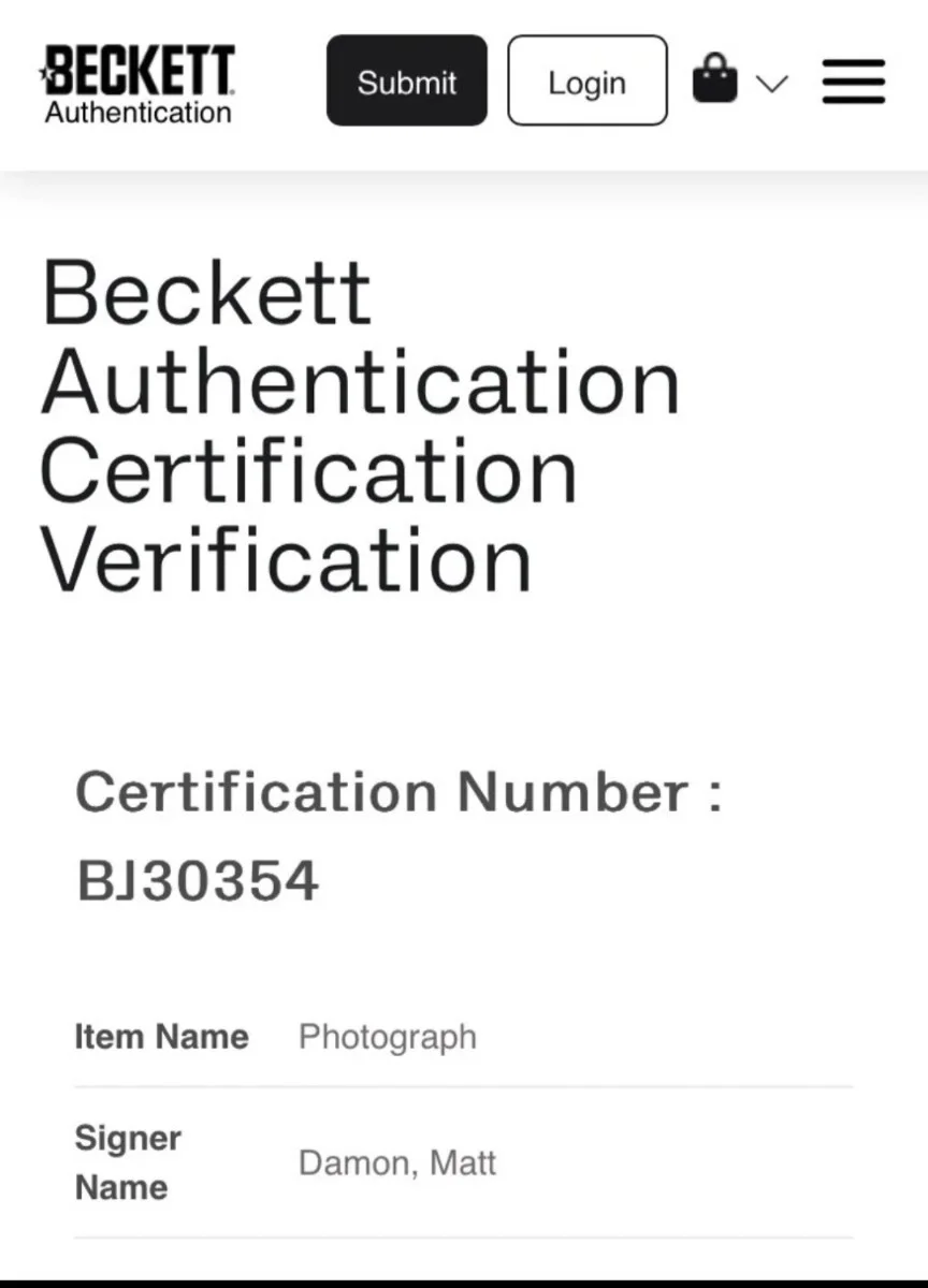 MATT DAMON | SIGNED JASON BOURNE 8x10 | BECKETT COA, image 3