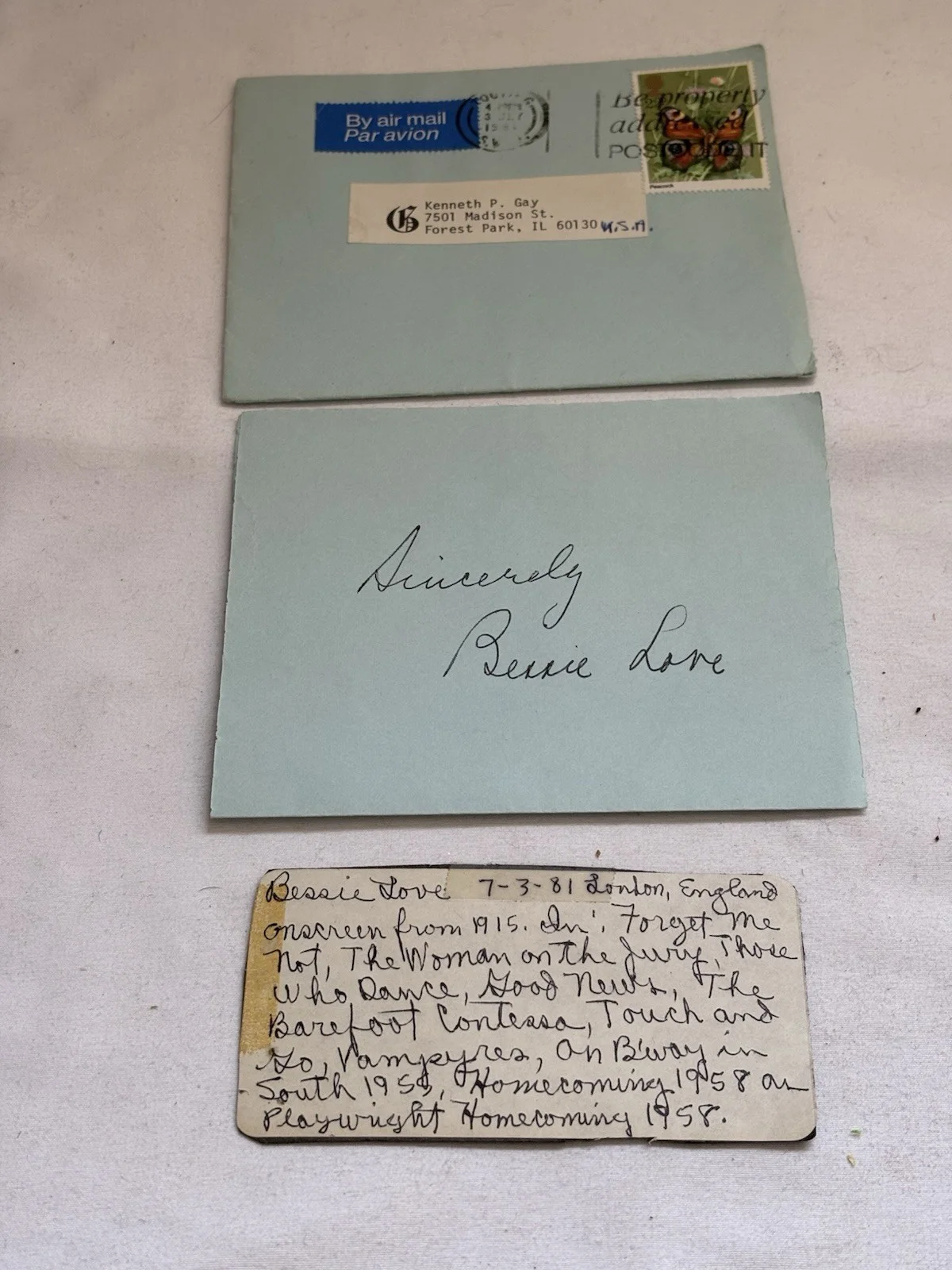 Silent Movie Stars Collection Birthday Greetings To Same Person. Envelopes, ‘70s, image 2