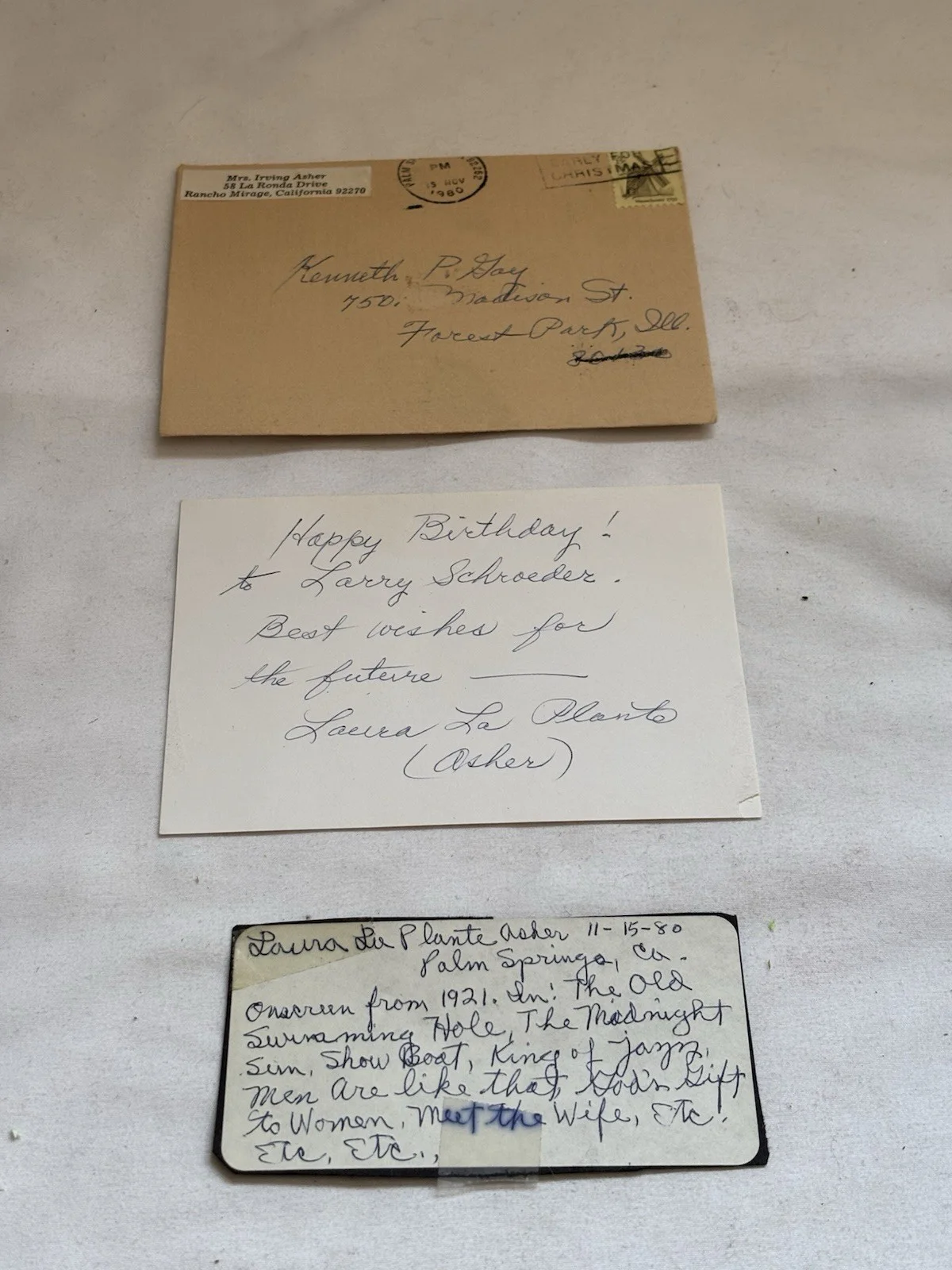 Silent Movie Stars Collection Birthday Greetings To Same Person. Envelopes, ‘70s, image 4