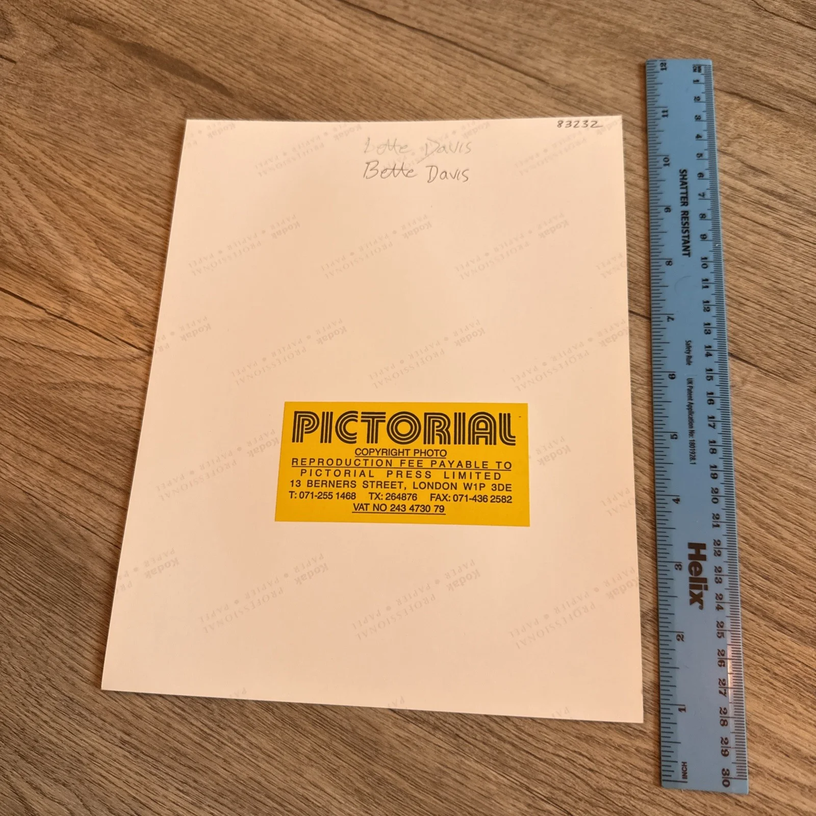Rare Vintage Pictorial Press Glamour Promo Photograph Photo Actress BETTE DAVIS, изображение 2