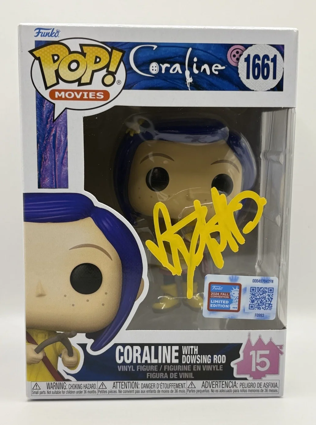 Dakota Fanning — Dakota Fanning Signed Autographed Coraline With Dowsing Rod Funko POP Figure JSA, image 2