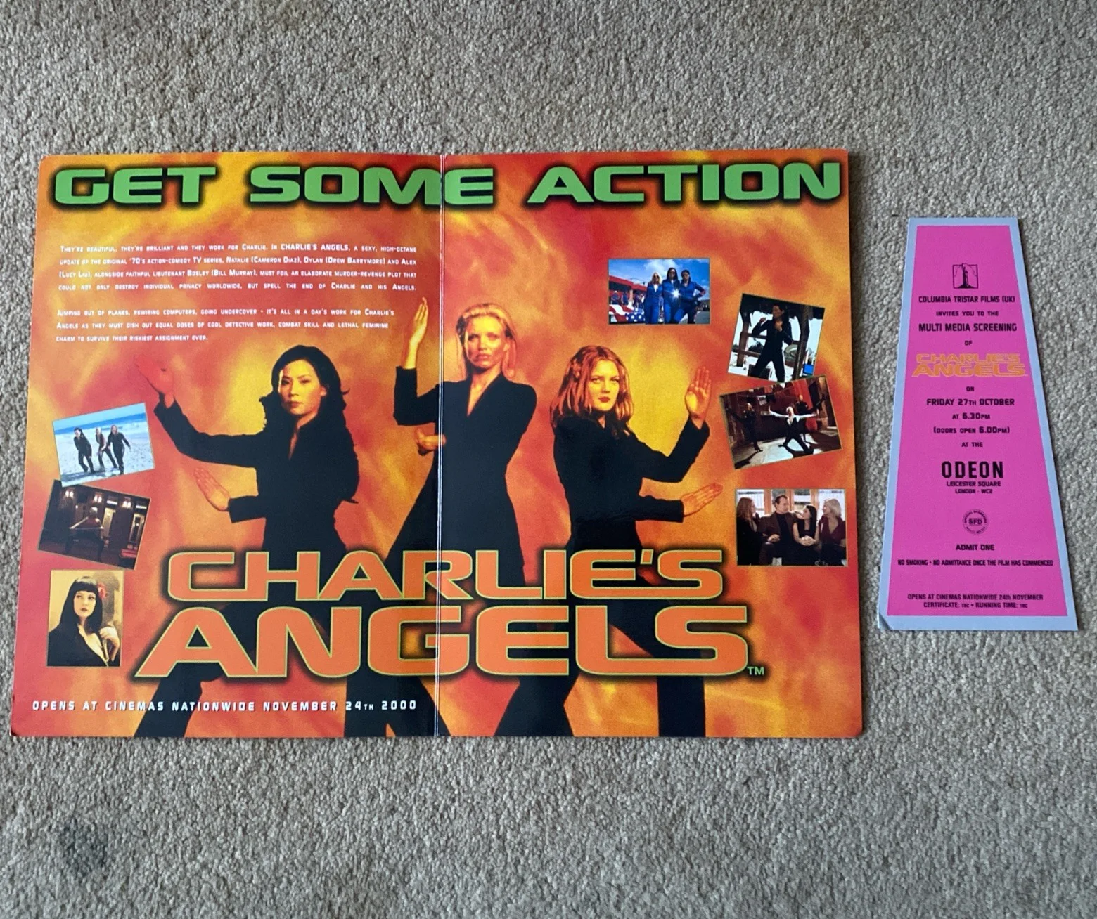 CHARLIES ANGELS - Multi Media Screening Ticket & Brochure - London - 27/10/2000, изображение 3