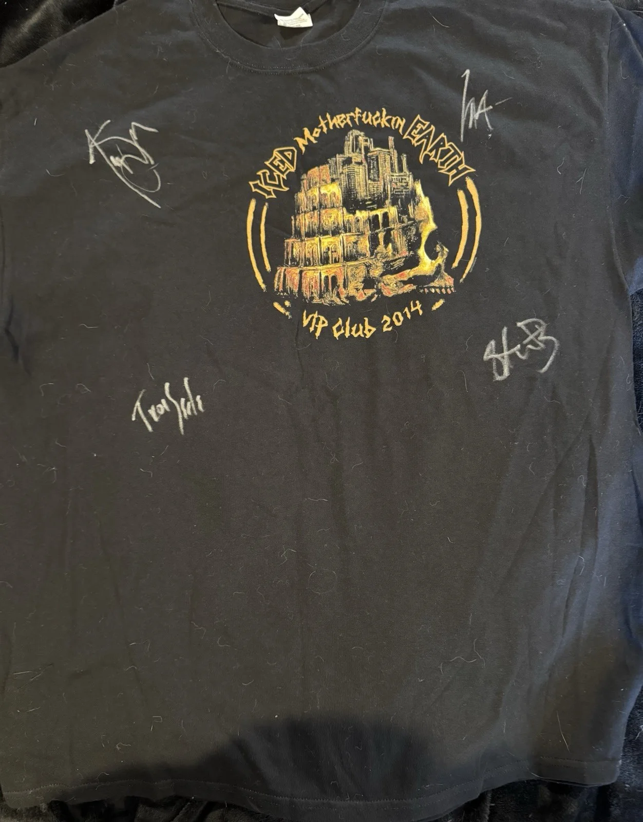 ICED EARTH Signed VIP Package,Autographed ShirtXL , VIP Pass, 7” Demo Vinyl 2014, image 2