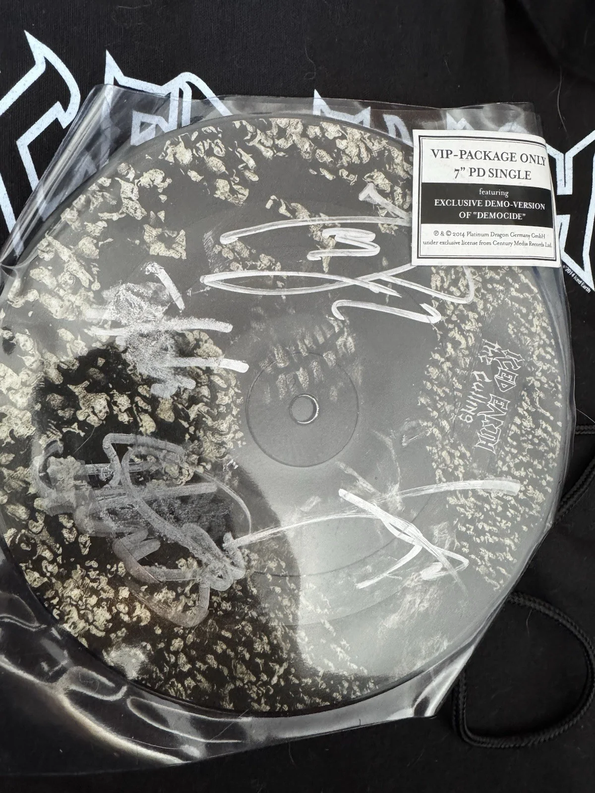 ICED EARTH Signed VIP Package,Autographed ShirtXL , VIP Pass, 7” Demo Vinyl 2014, image 3
