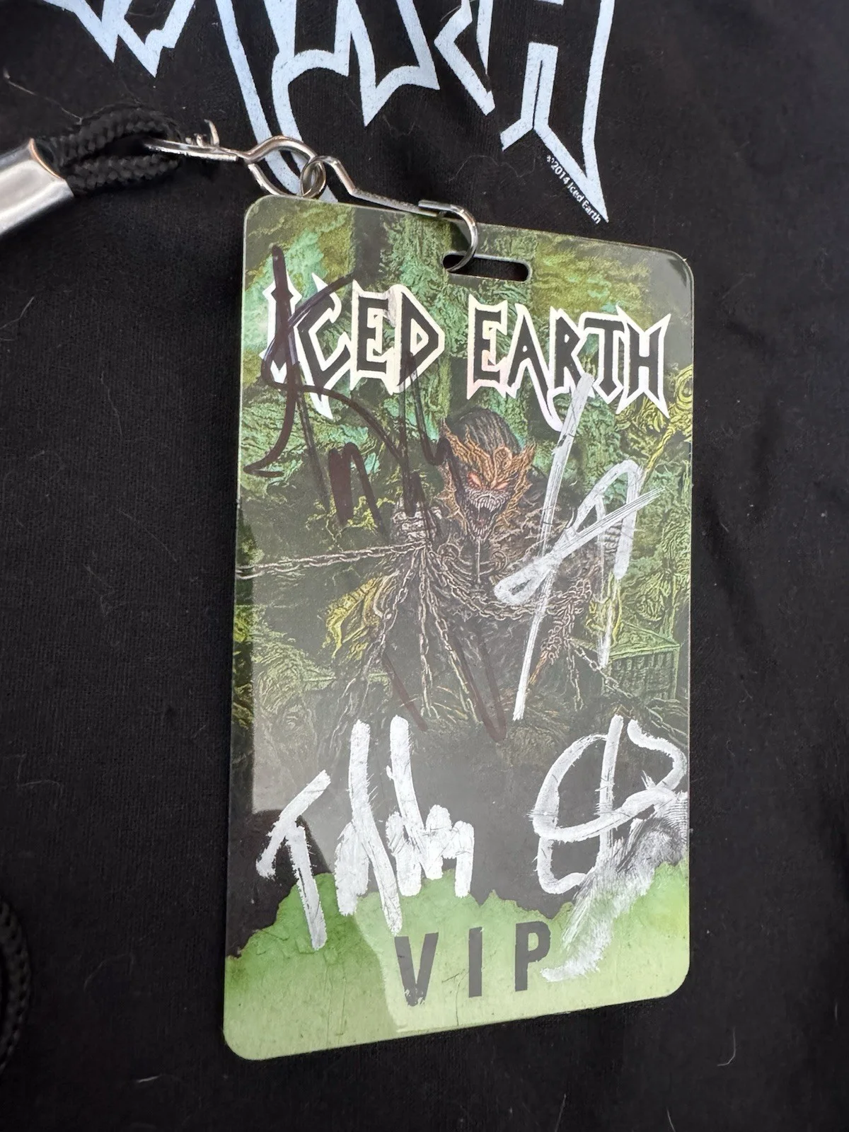 ICED EARTH Signed VIP Package,Autographed ShirtXL , VIP Pass, 7” Demo Vinyl 2014, image 4