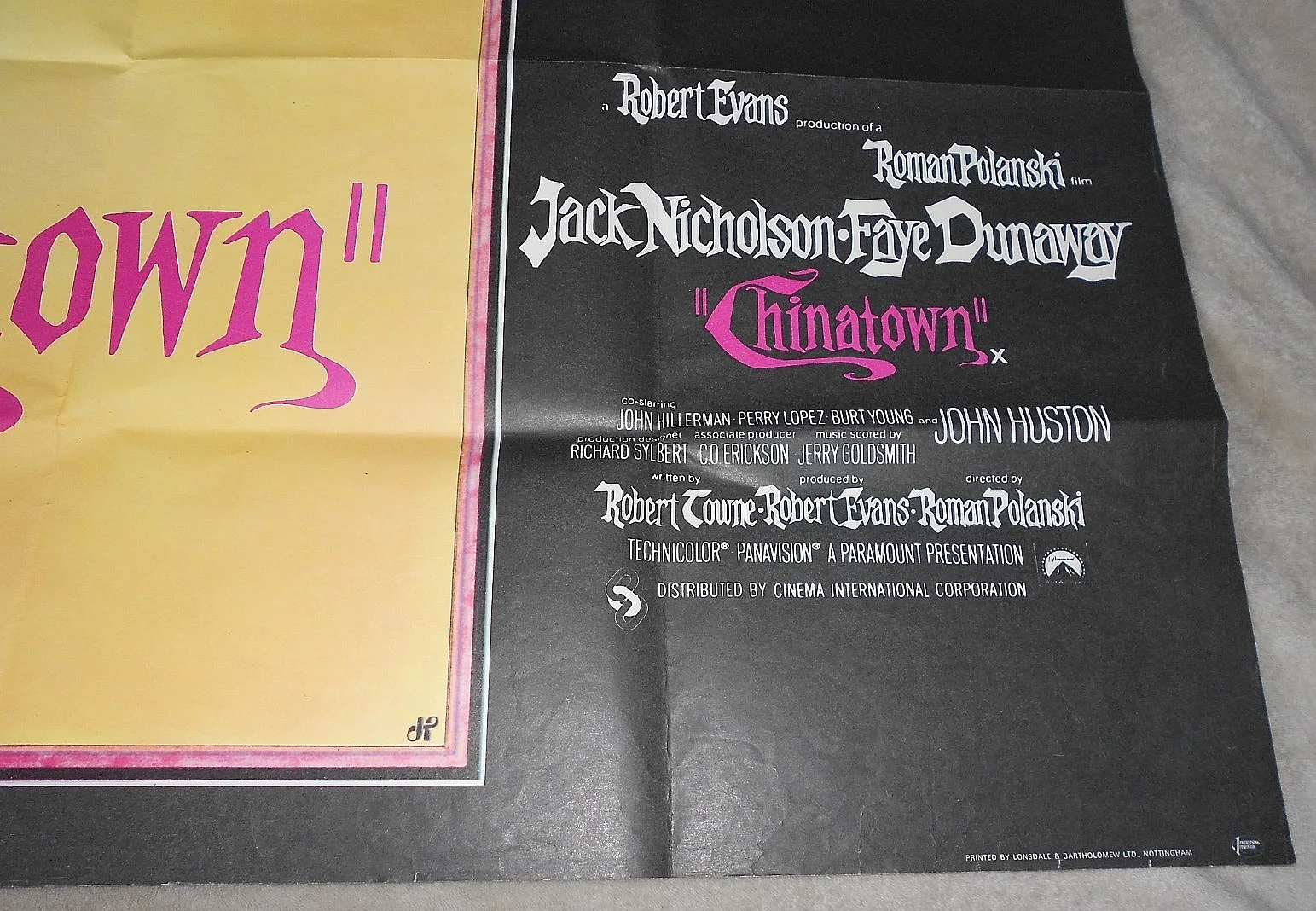 "CHINATOWN" ORIGINAL 1974 UK QUAD FILM POSTER. 40 x 30 ins. FINE CONDITION, изображение 4