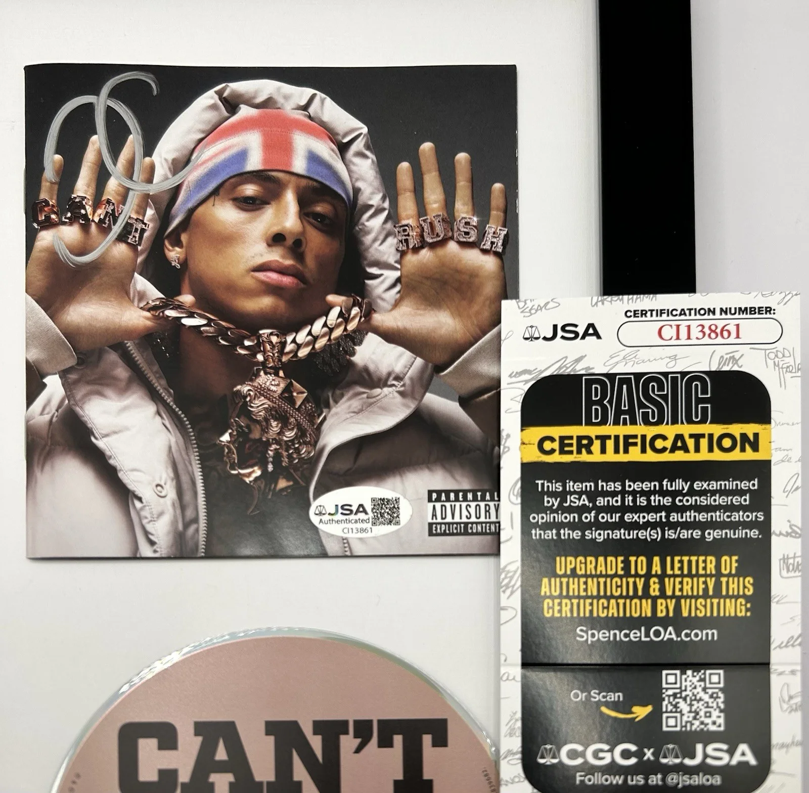 CENTRAL CEE — CENTRAL CEE SIGNED "CAN'T RUSH GREATNESS" CD WITH FRAME RARE UK RAP - JSA COA, image 5