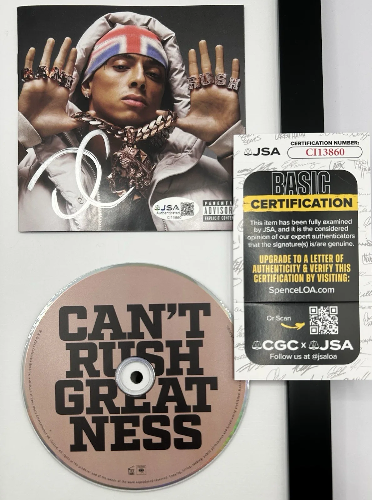 CENTRAL CEE — CENTRAL CEE SIGNED "CAN'T RUSH GREATNESS" CD WITH FRAME RARE UK RAP - JSA COA, image 5