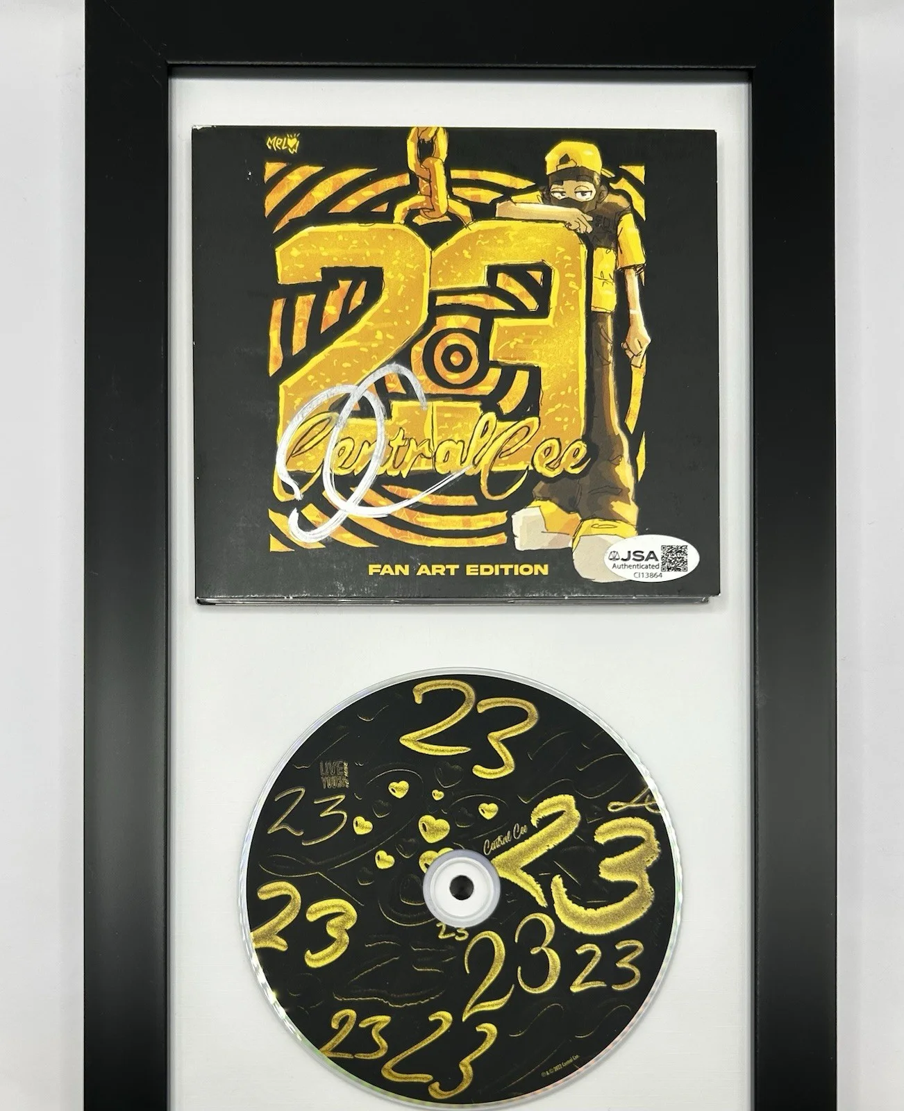 CENTRAL CEE — CENTRAL CEE SIGNED “23” FAN ART EDITION CD WITH FRAME AUTOGRAPH UK RARE JSA COA, изображение 2