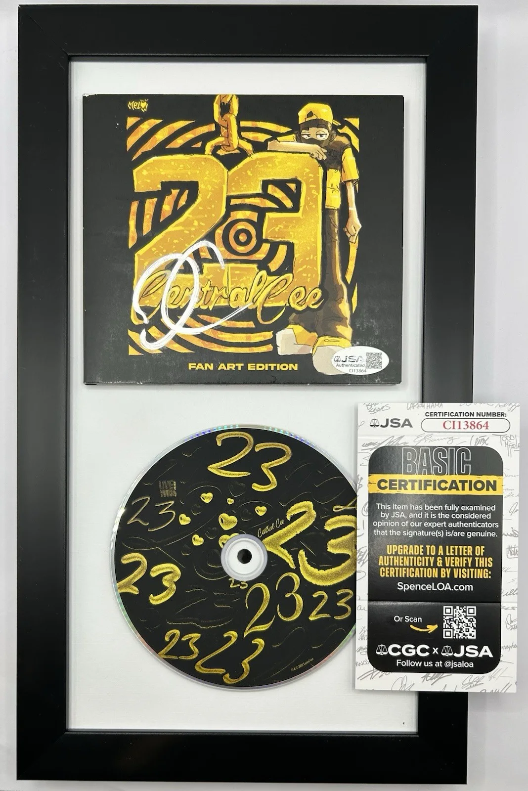 CENTRAL CEE — CENTRAL CEE SIGNED “23” FAN ART EDITION CD WITH FRAME AUTOGRAPH UK RARE JSA COA, изображение 5