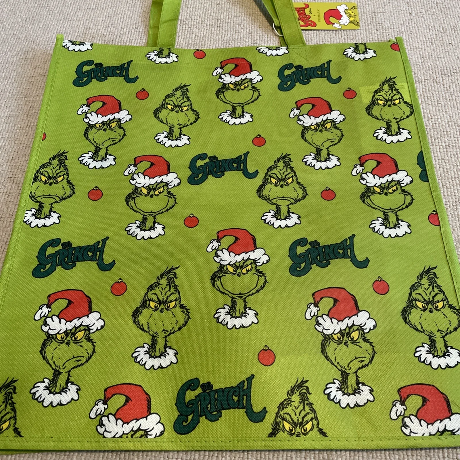 Grinch Tote Shopping Bag Large 19” Primark New With Tags 50% Recycled Free UK PP, изображение 2