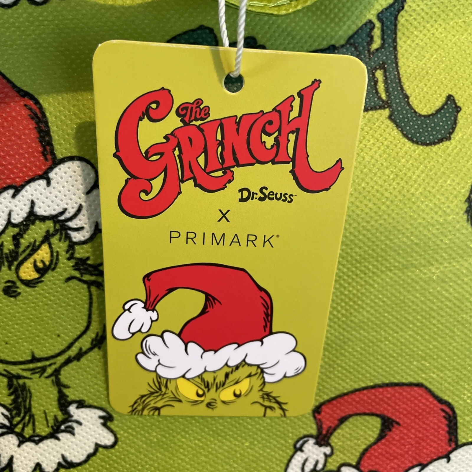 Grinch Tote Shopping Bag Large 19” Primark New With Tags 50% Recycled Free UK PP, изображение 4