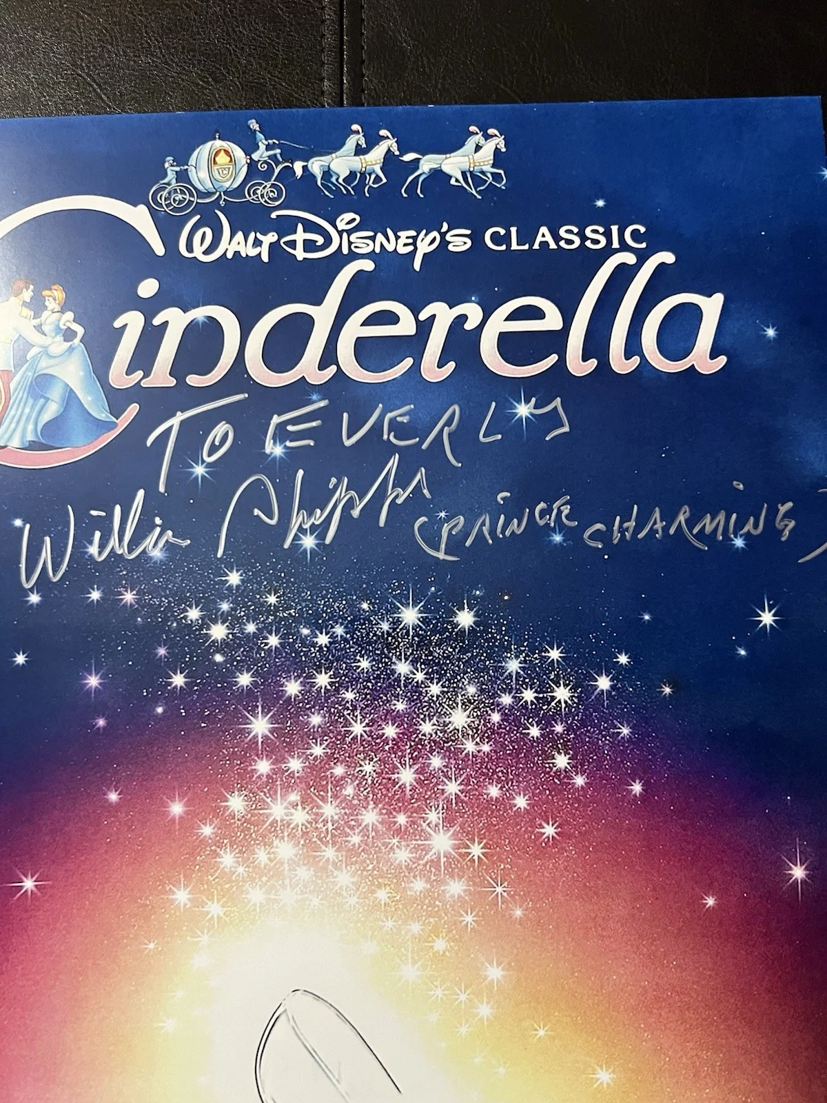 William Phipps Prince Charming Signed 11x17 Cinderella Movie Poster! Walt Disney, image 2