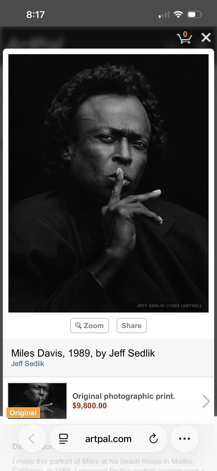 Miles Davis Famous Jazz Artist Iconic Photo Taken & Signed By Jeff Sedlik, изображение 4