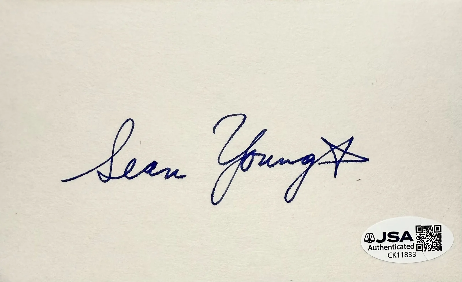 Sean Young — SEAN YOUNG Autographed SIGNED 3" x 5" INDEX CARD BLADE RUNNER JSA CERTIFIED, изображение 3
