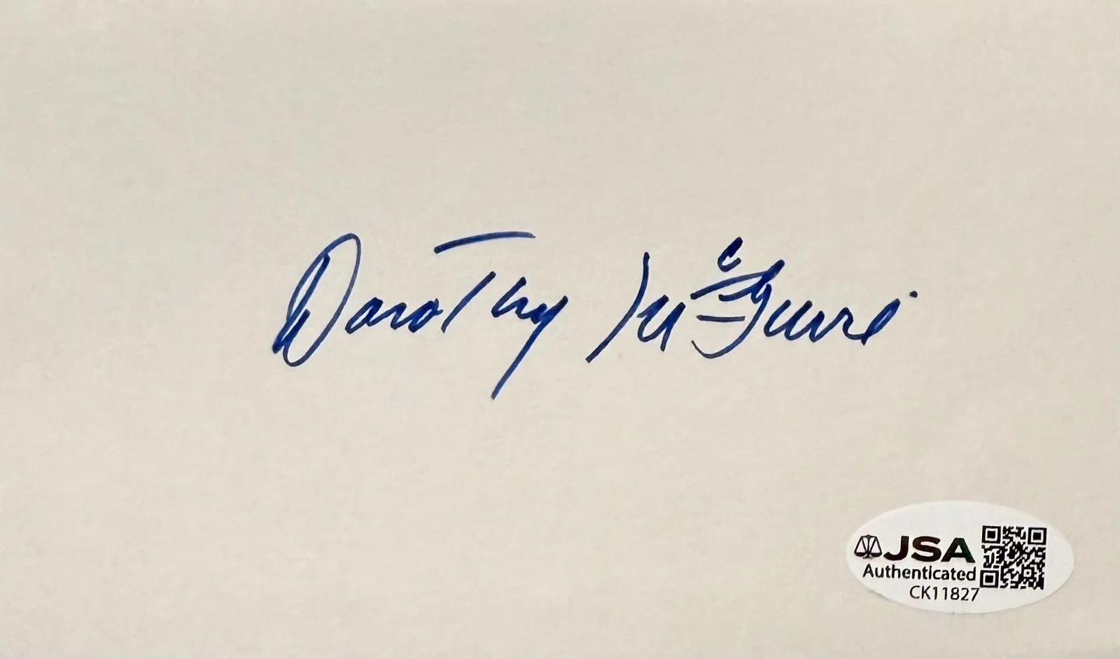 Dorothy McGuire — DOROTHY McGUIRE Autograph Signed 3x5 INDEX CARD Gentleman's Agreement JSA CERT