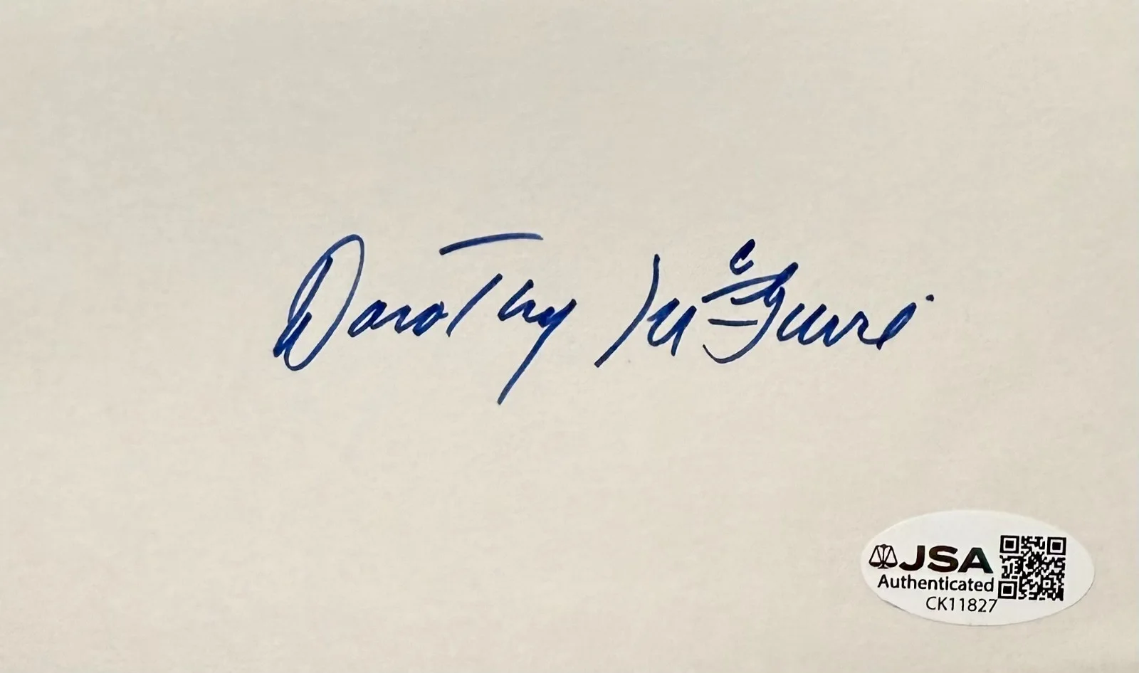 Dorothy McGuire — DOROTHY McGUIRE Autograph Signed 3x5 INDEX CARD Gentleman's Agreement JSA CERT, изображение 3