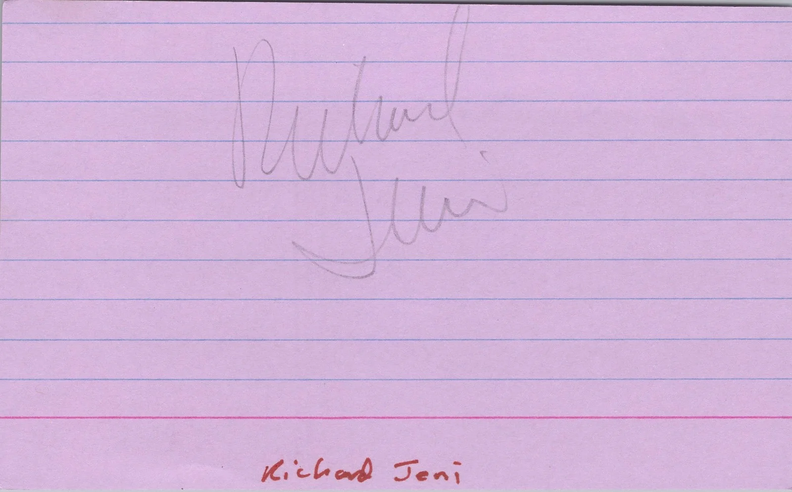 Richard Jeni — Richard Jeni Signed 3x5 Index Card The Mask, Comedian Autographed, изображение 2