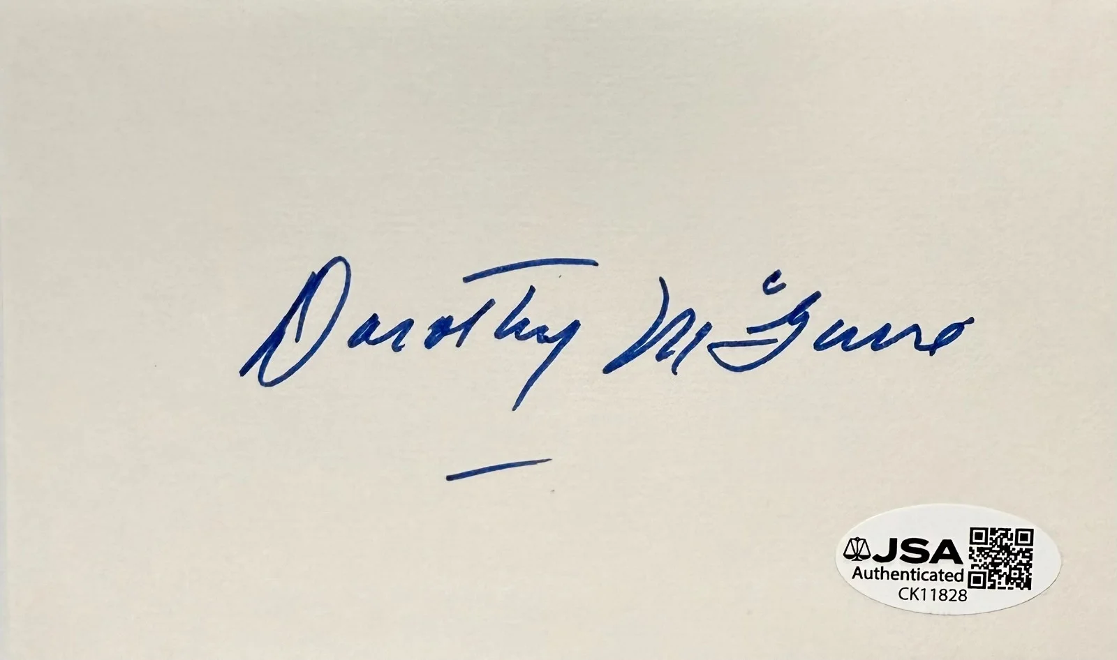 Dorothy McGuire — DOROTHY McGUIRE SIGNED Autograph 3x5 INDEX CARD Gentleman's Agreement JSA CERT