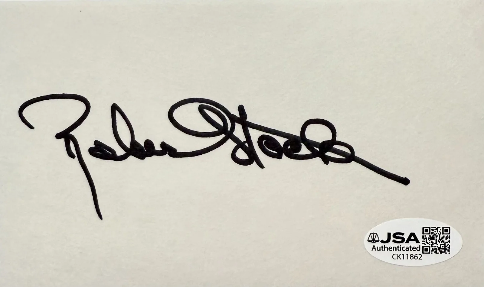 Robert Stack — ROBERT STACK Signed Autographed 3" x 5" INDEX CARD MOST WANTED JSA CERTIFIED, image 3