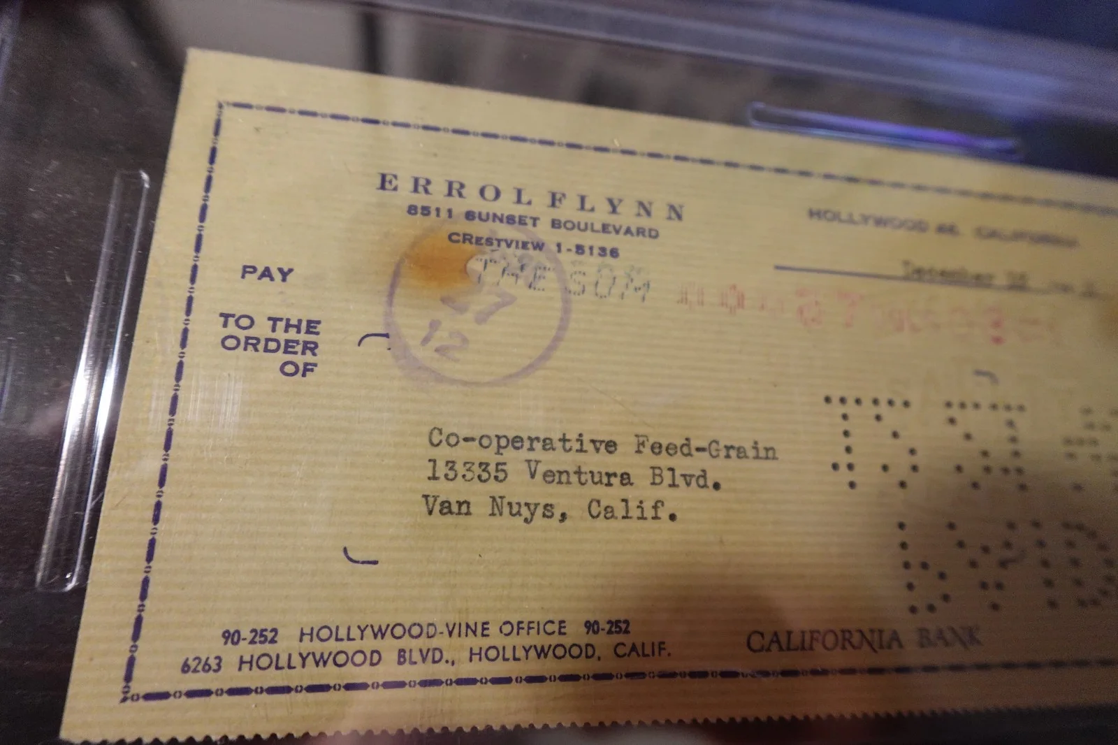 Errol Flynn Autographed Bank Check Hollywood Film Actor PSA SLABBED, изображение 4