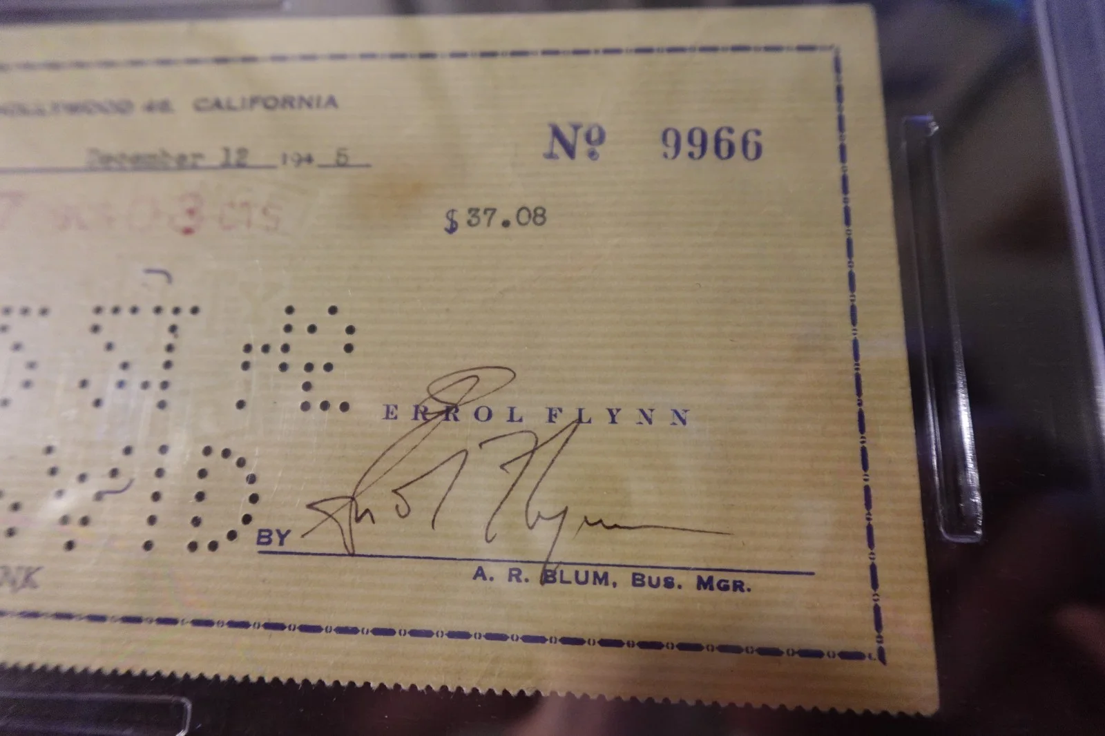 Errol Flynn Autographed Bank Check Hollywood Film Actor PSA SLABBED, изображение 5