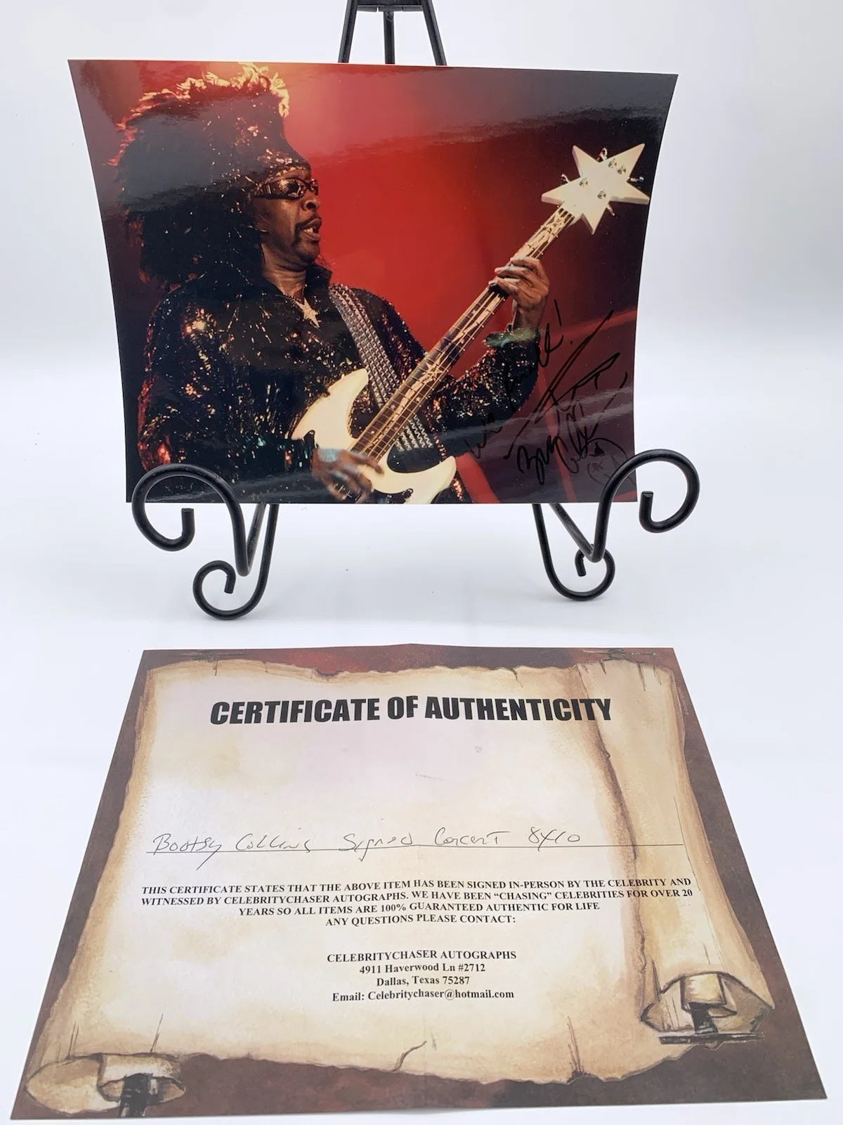 Bootsy Collins 2 Concert Photos Signed & COA See Pics (One Damaged) Funkadelic., изображение 2