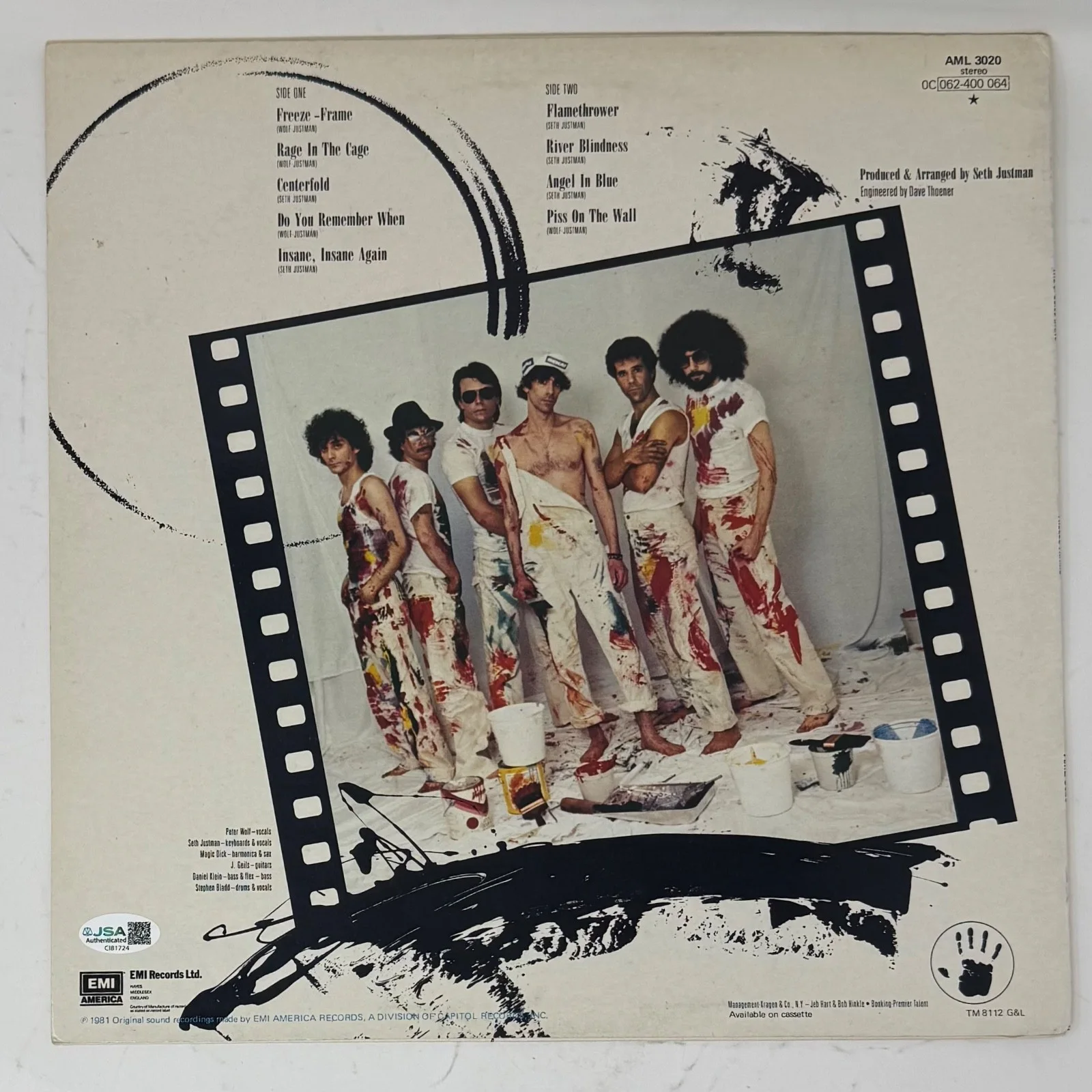 The J. Geils Band Signed Autograph Freeze Frame Vinyl Record Album by 3 JSA COA, изображение 4