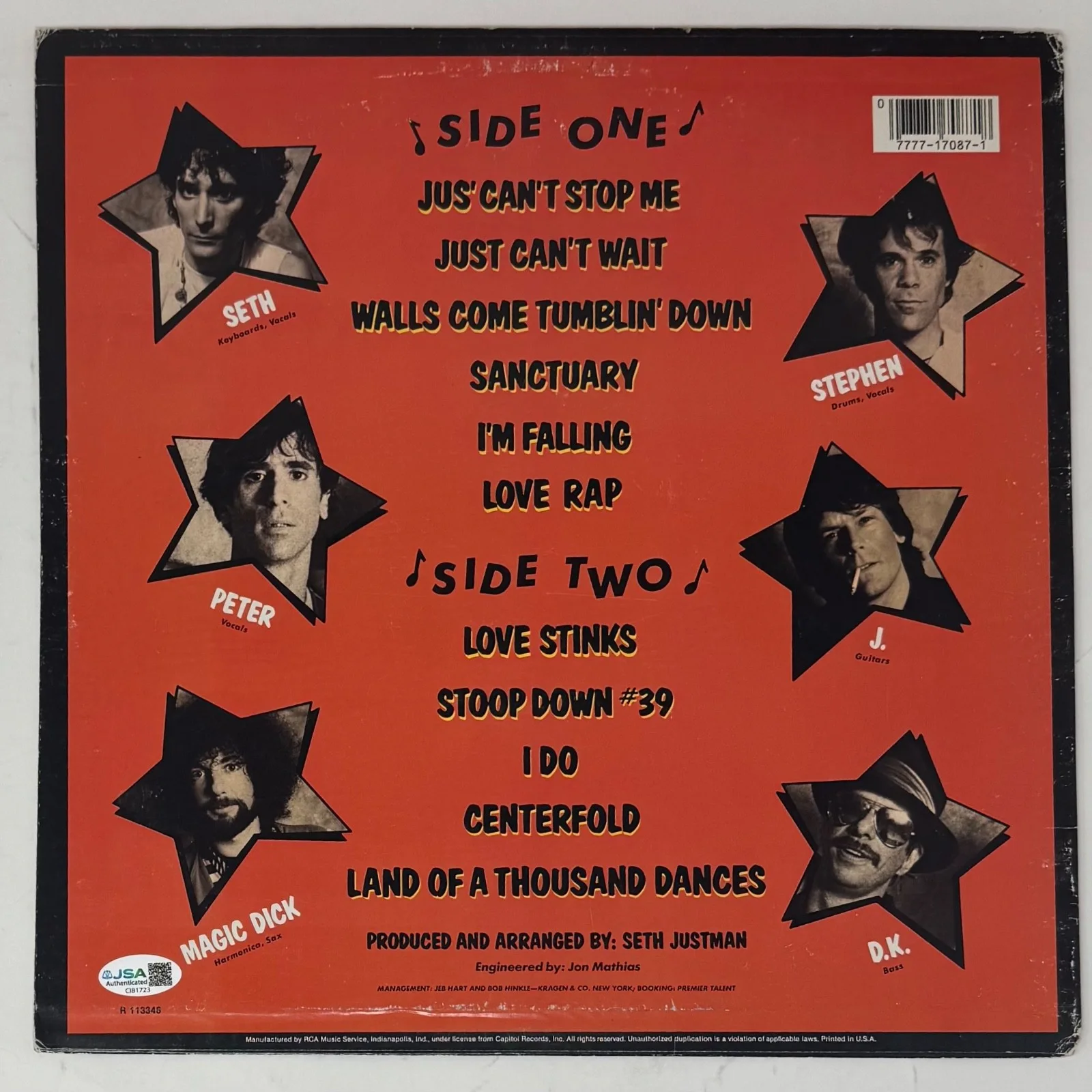 The J. Geils Band Signed Showtime Vinyl Record Album LP 3 Autographs JSA COA, изображение 5