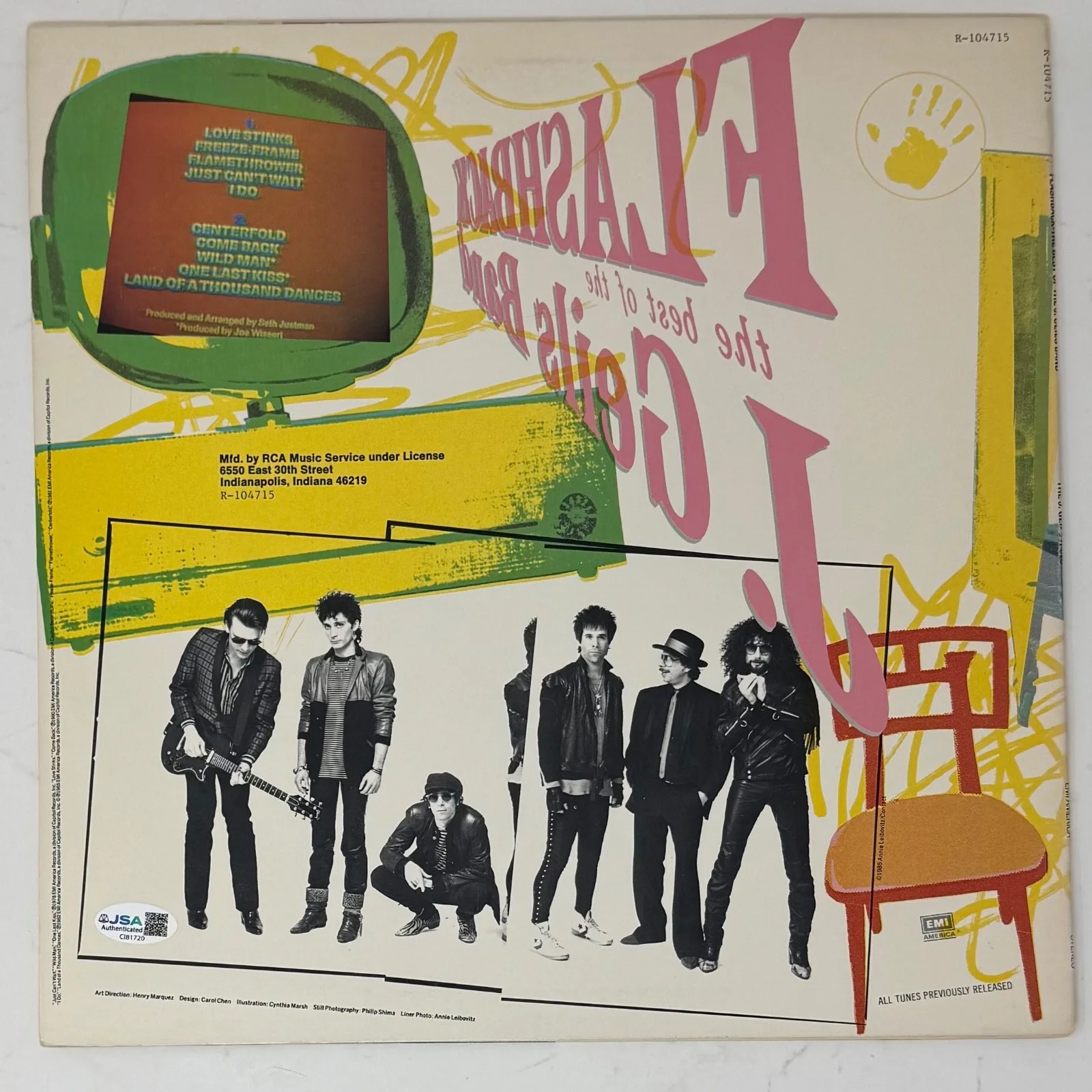 The J. Geils Band Signed Autograph Flashback Best Of Vinyl Record LP by 2 JSA, image 3