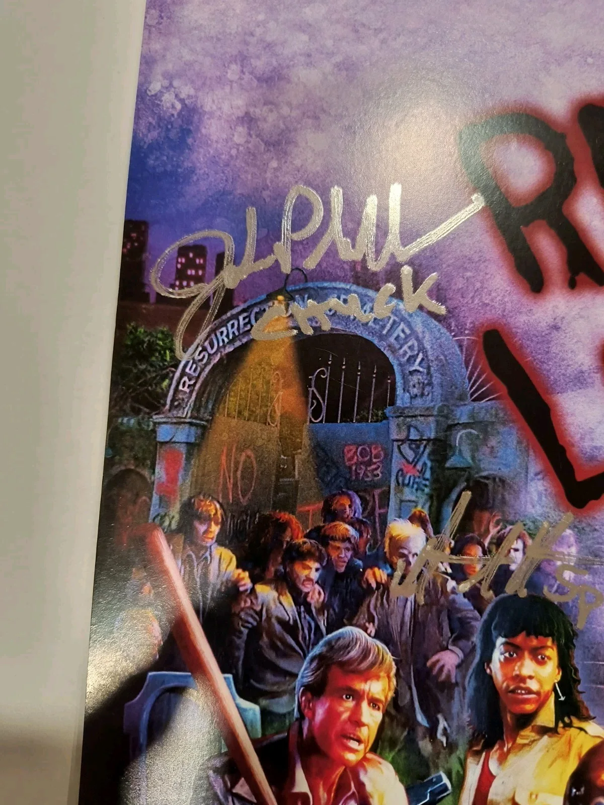 Return Of The Living Dead Tarman Linnea Quigley Horror COA Signed X7 Cast Poster, image 3