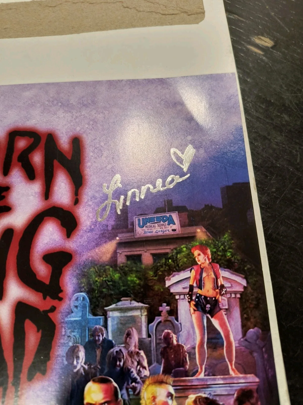 Return Of The Living Dead Tarman Linnea Quigley Horror COA Signed X7 Cast Poster, image 4