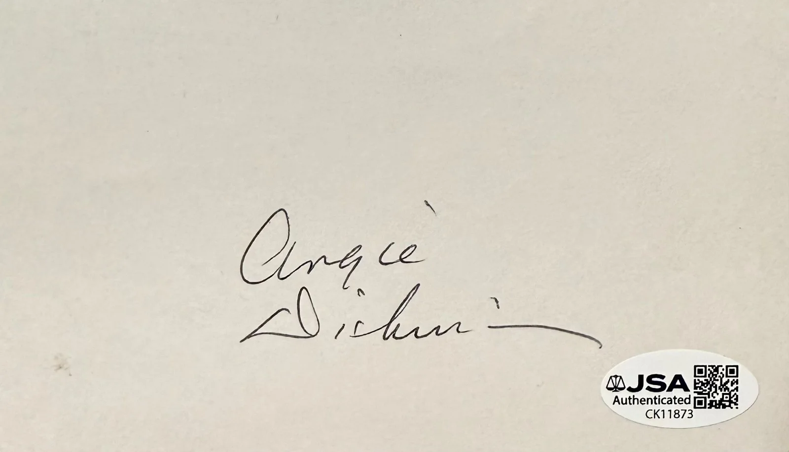 Angie Dickinson — ANGIE DICKINSON Signed Autographed 3 x 5 INDEX CARD POLICE WOMAN JSA CERTIFIED