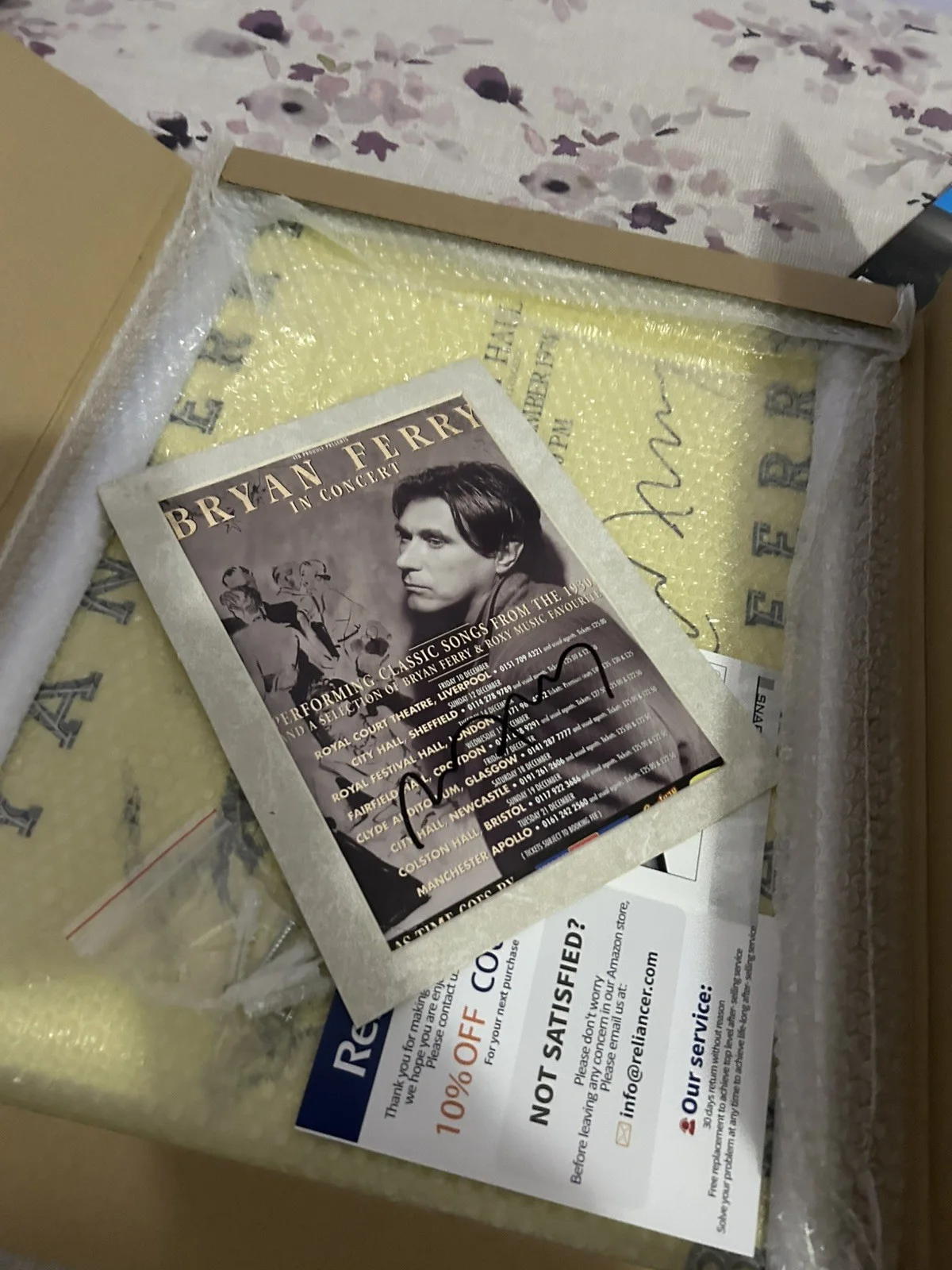 Bryan Ferry Signed Live at the Royal Albert Hall 1974 A3 Tour Poster Framed + hb, image 3